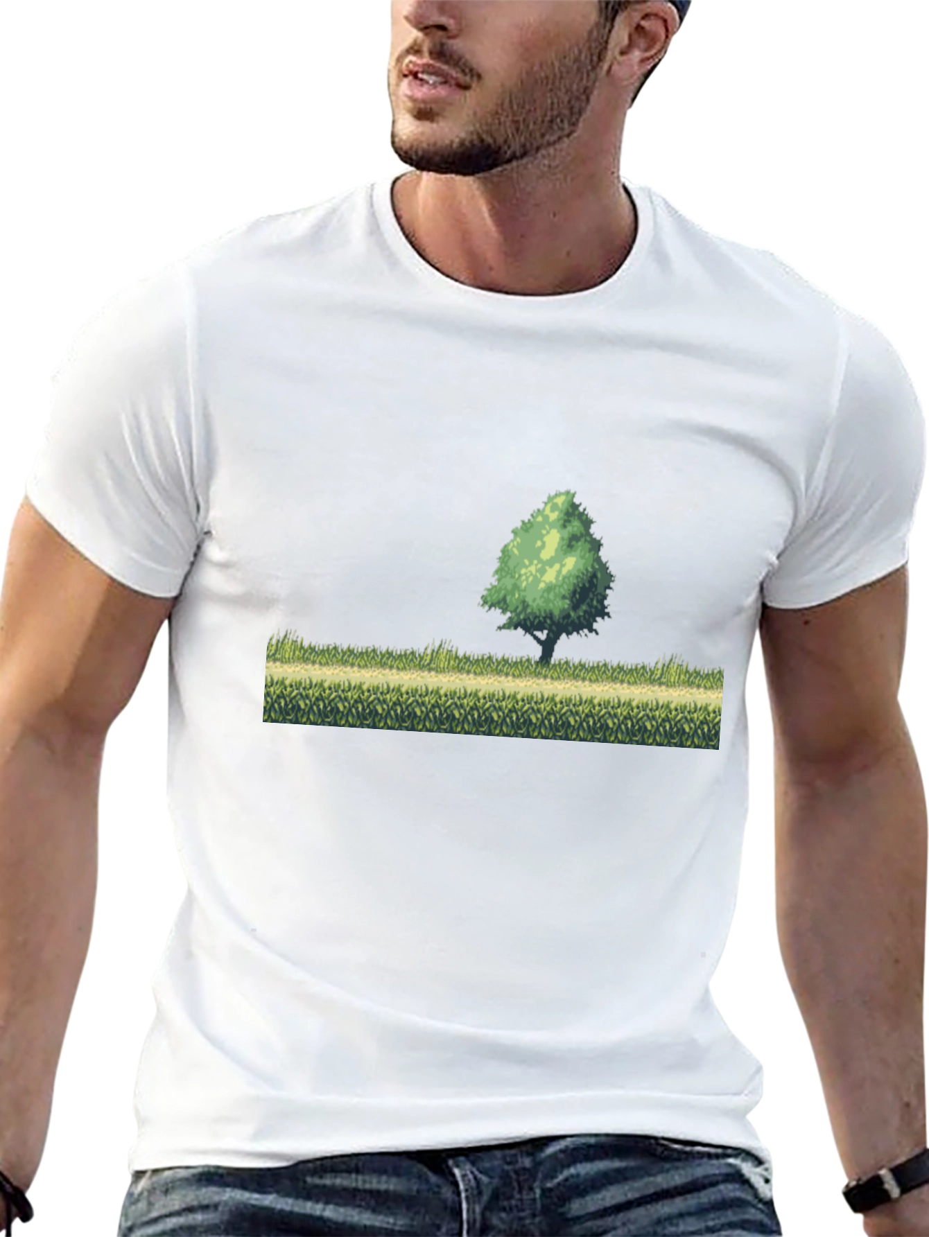 Retro Pixel Art T-Shirt - Nature Scene
