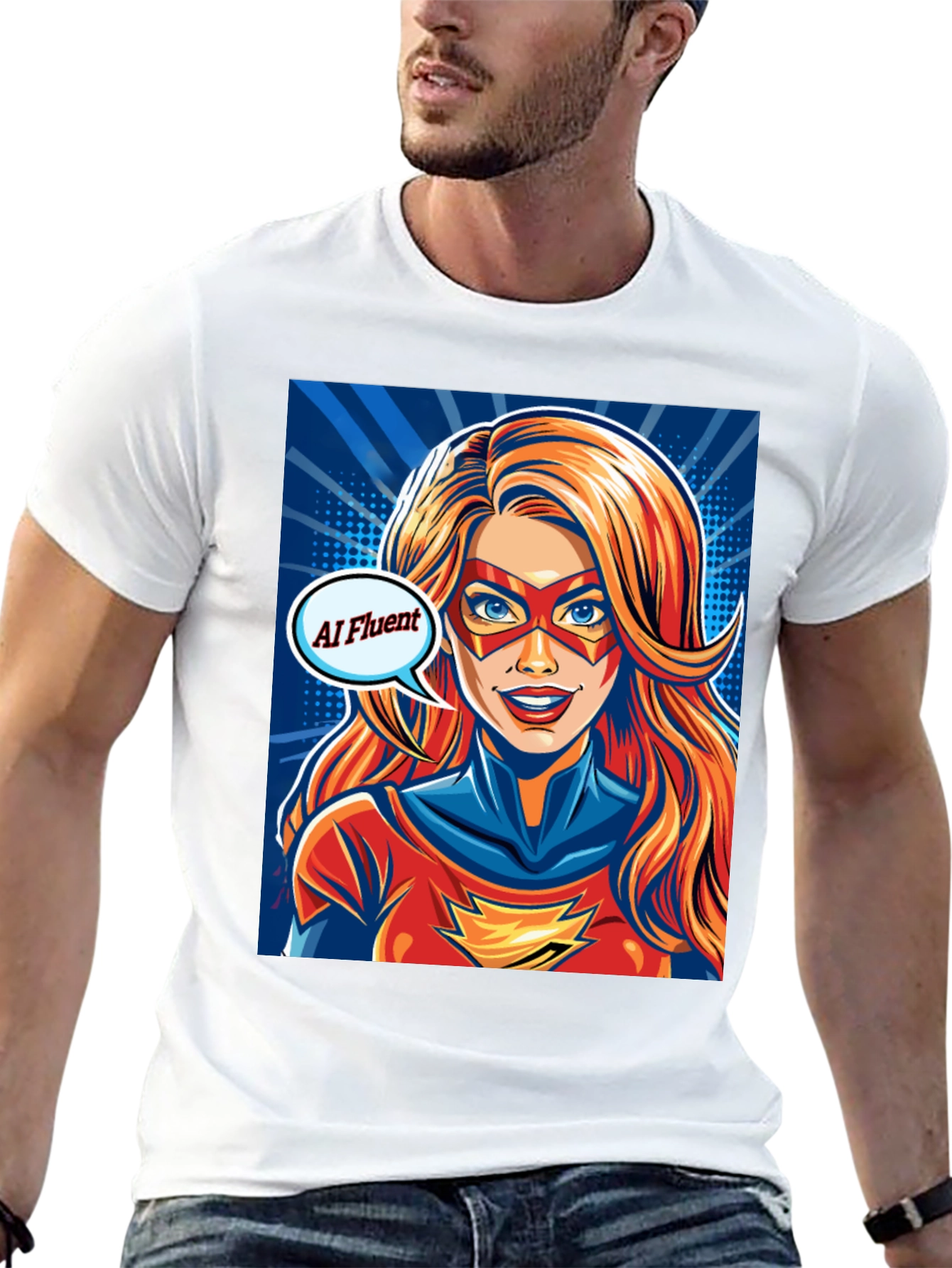 AI Fluent Superhero Comic Tee