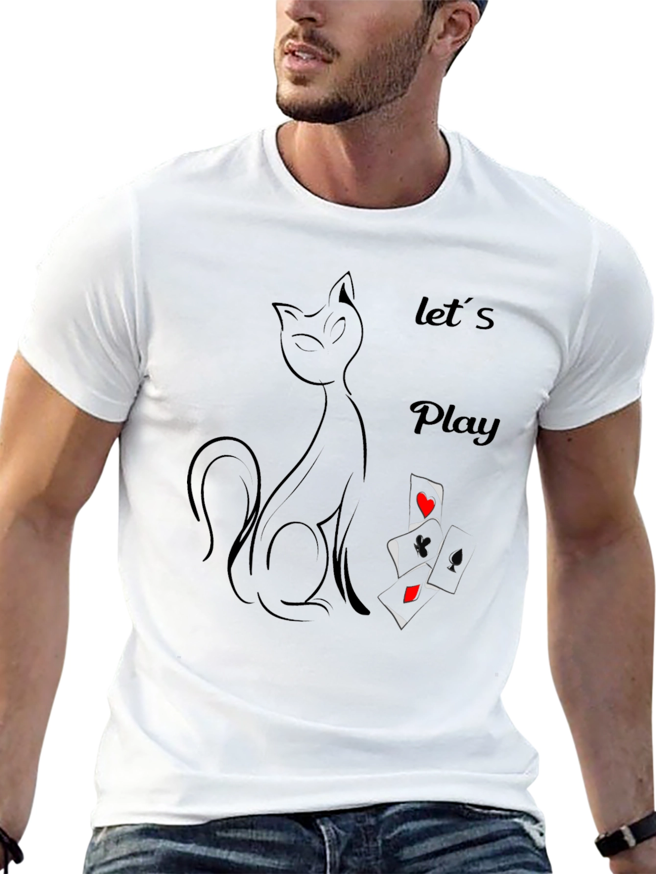 Cat & Cards Graphic Tee - Lets Play T-Shirt