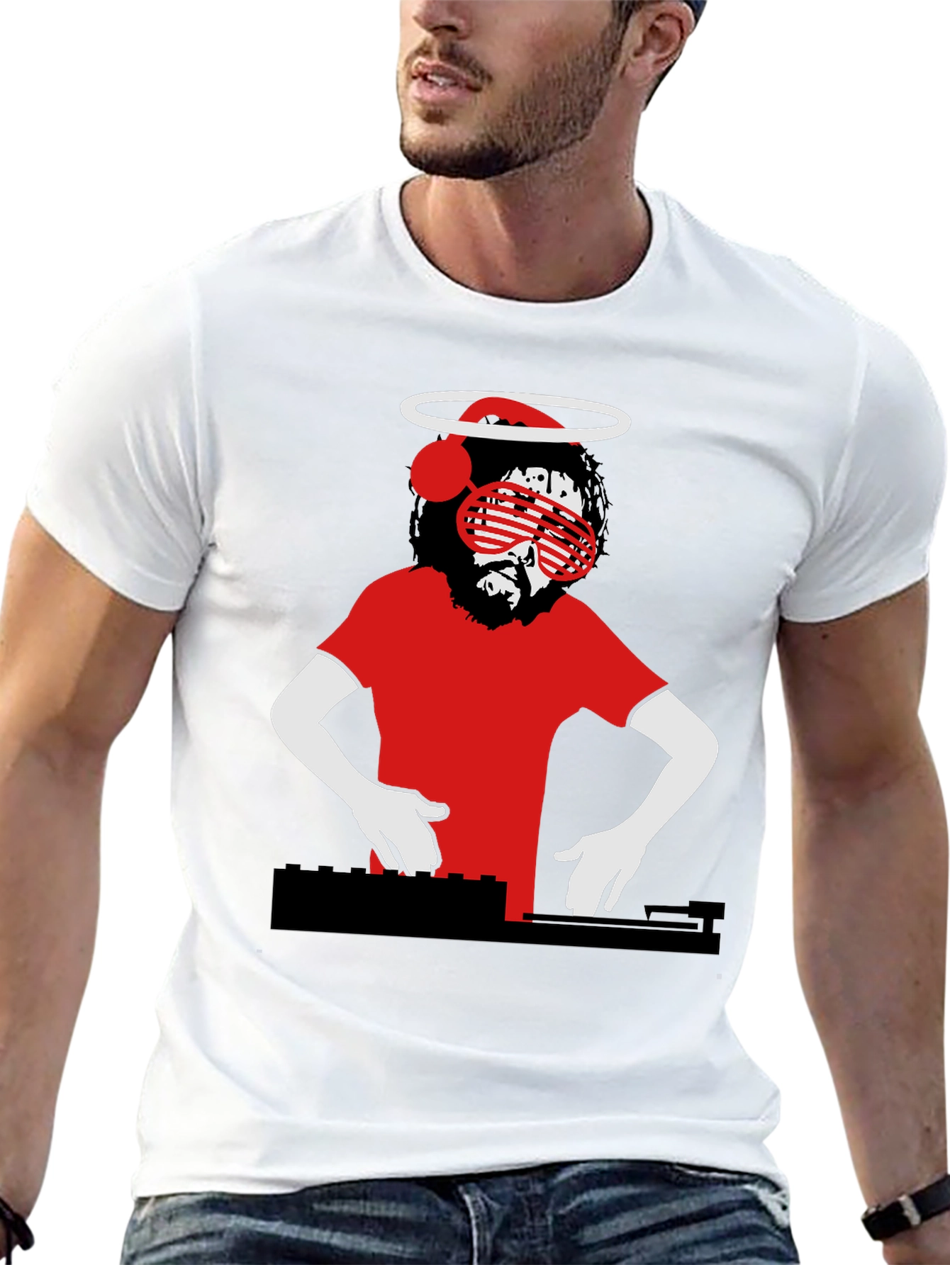 DJ Jesus Graphic T-Shirt - Religious Humor Tee