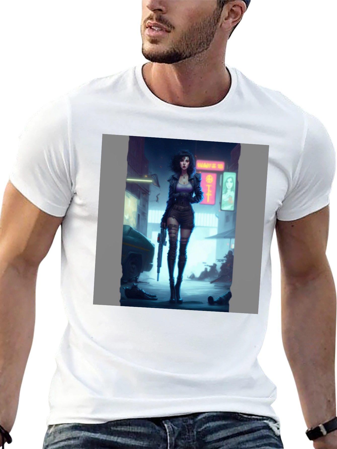 Cyberpunk Girl Graphic Black T-Shirt