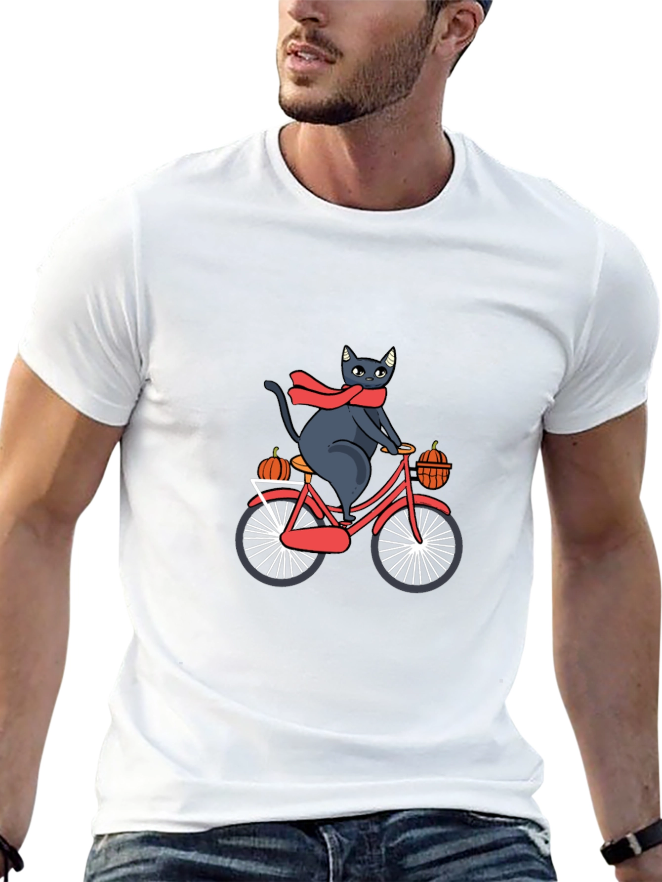 Cat on Bike T-Shirt - Halloween Fall Design