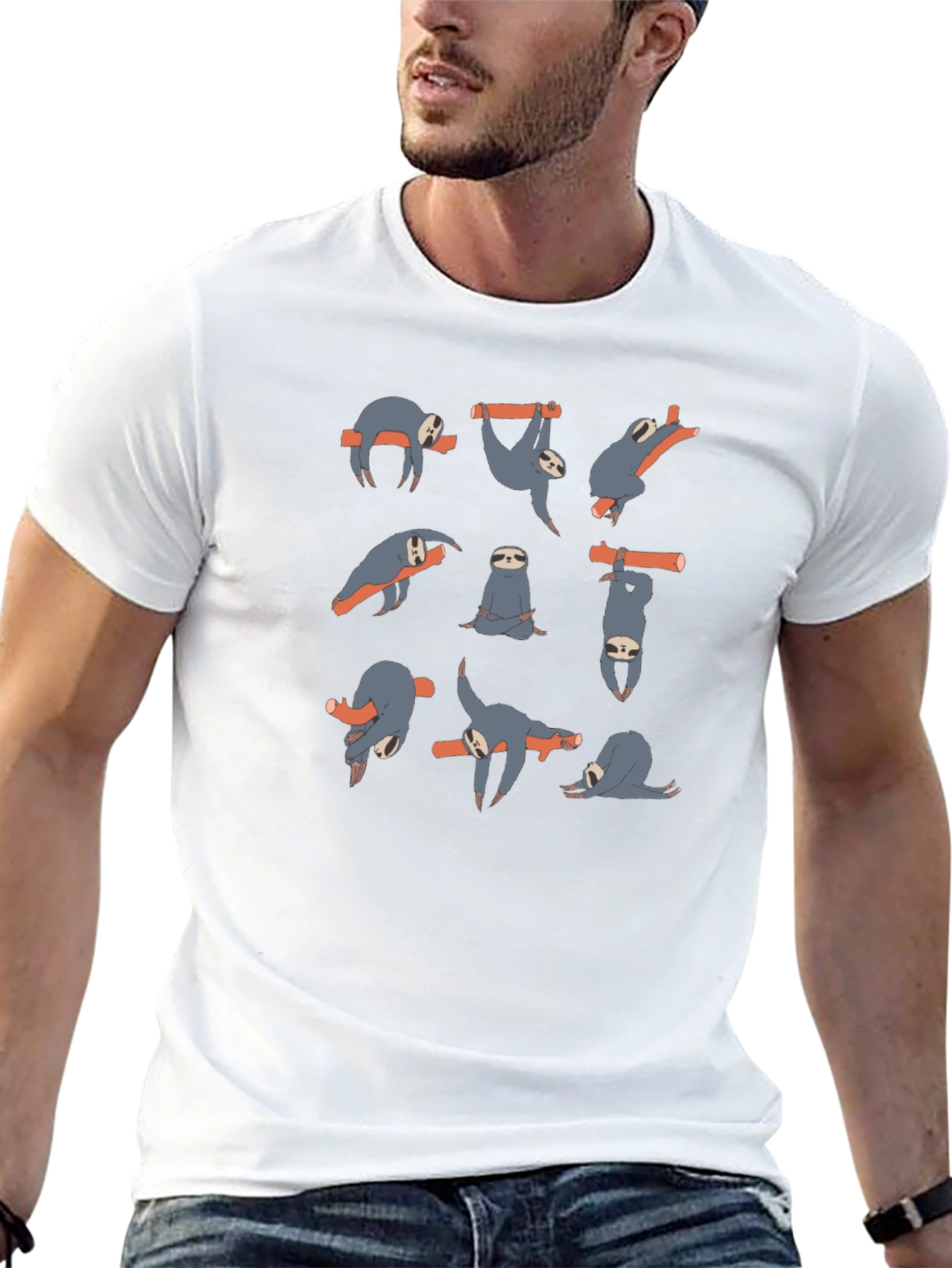Yoga Sloth Graphic T-Shirt - Funny Lazy Animals Tee