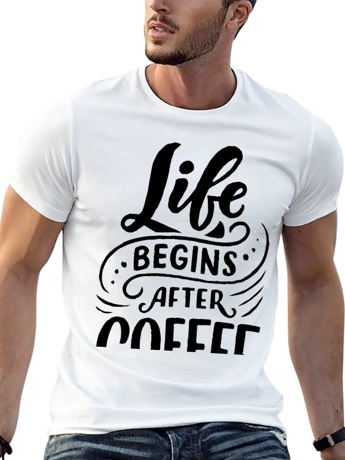 Life Begins After Coffee Black T-Shirt