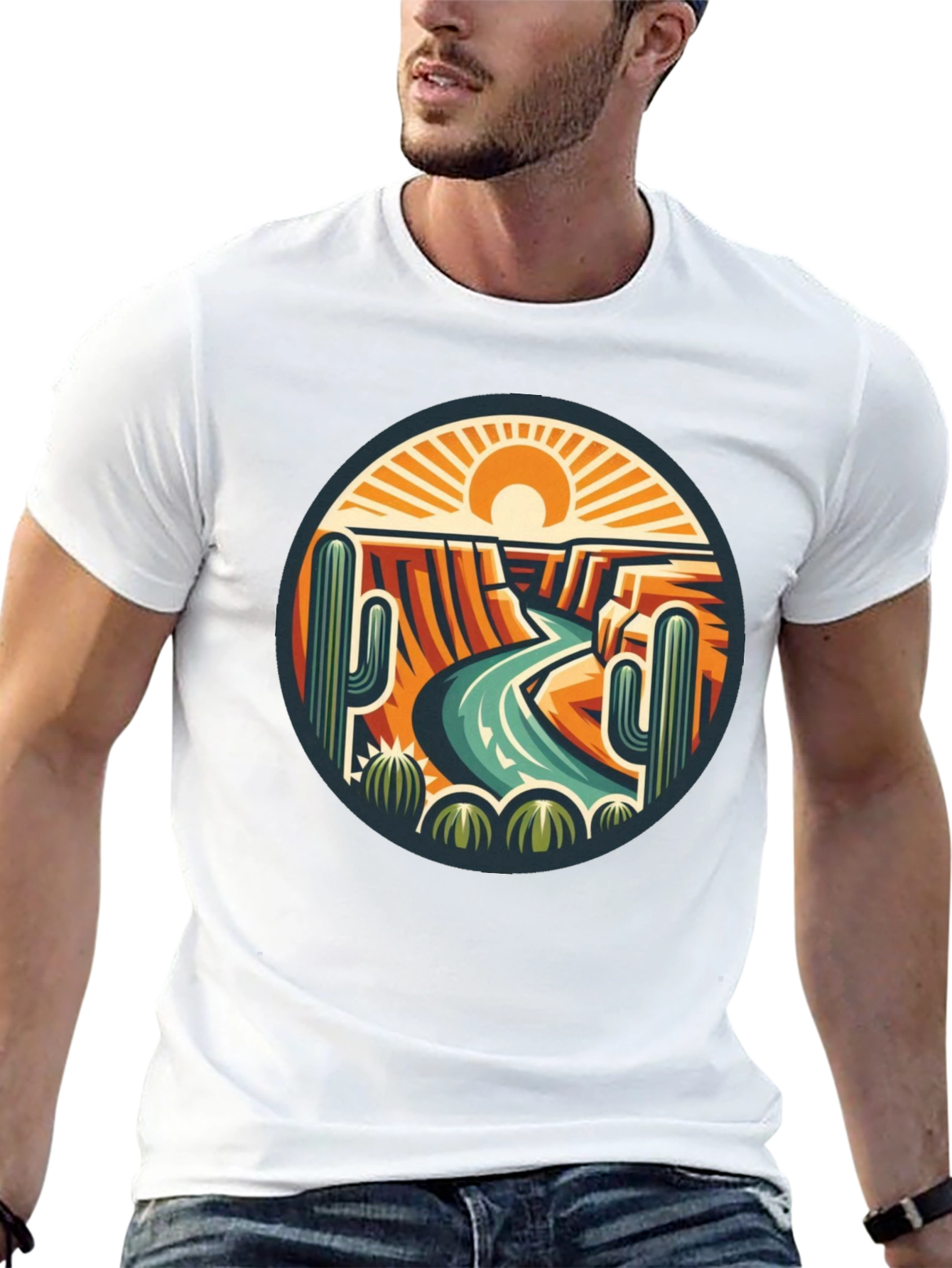 Desert Landscape Graphic Tee - Black