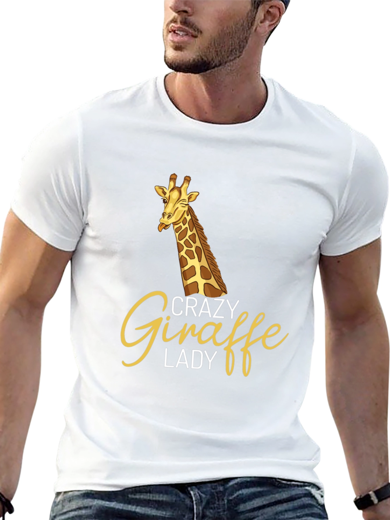 Crazy Giraffe Lady Black Graphic Tee