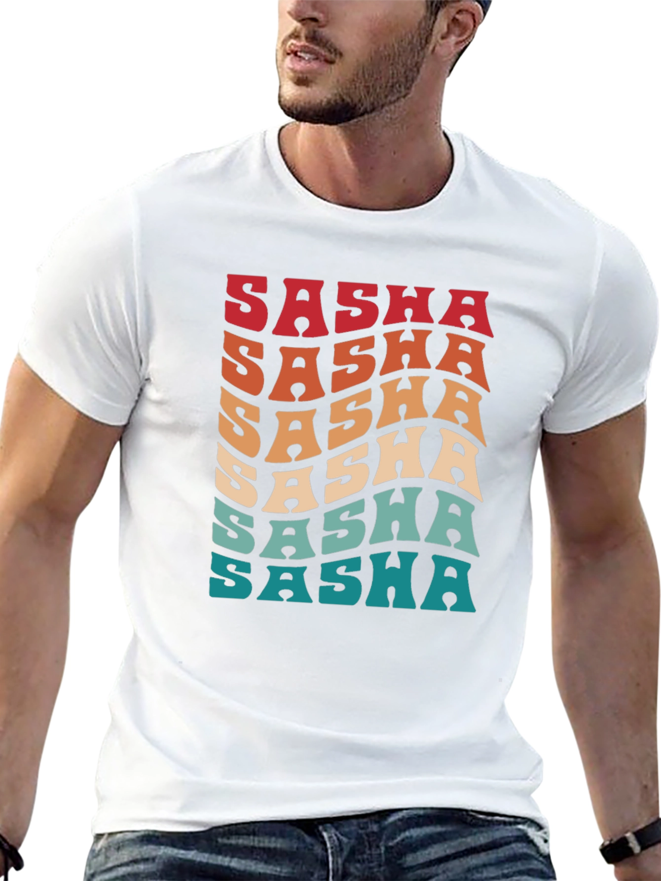 Retro Sasha T-Shirt - Groovy Name Design