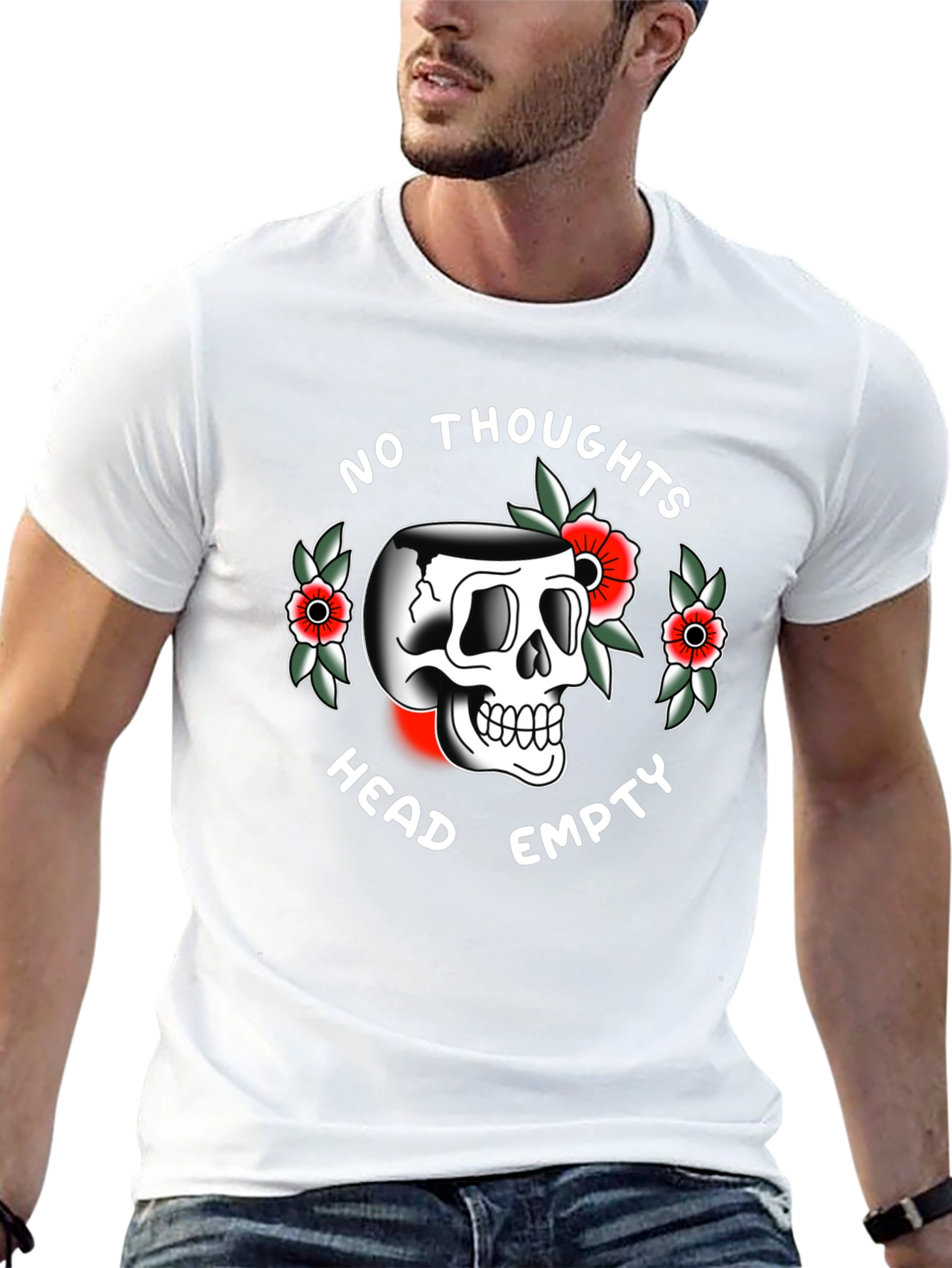 Skull Graphic T-Shirt - No Thoughts Head Empty