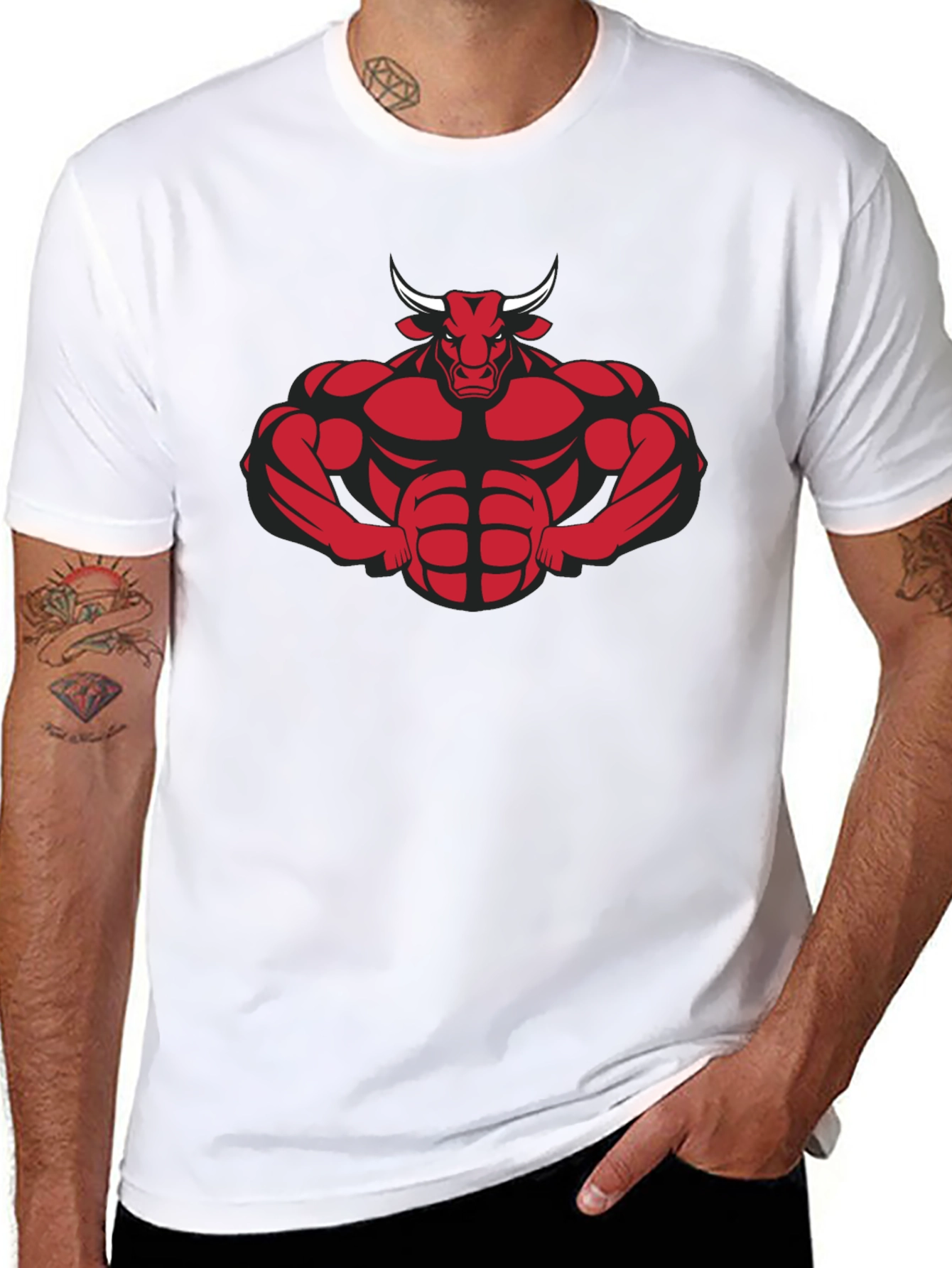 Muscle Bull Graphic Tee - Black Cotton Blend