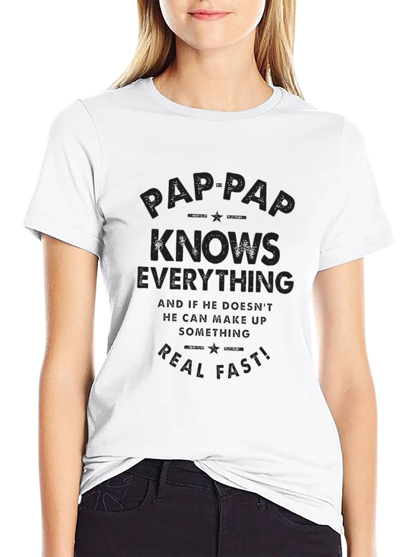 Pap-Pap Knows Everything Black T-Shirt