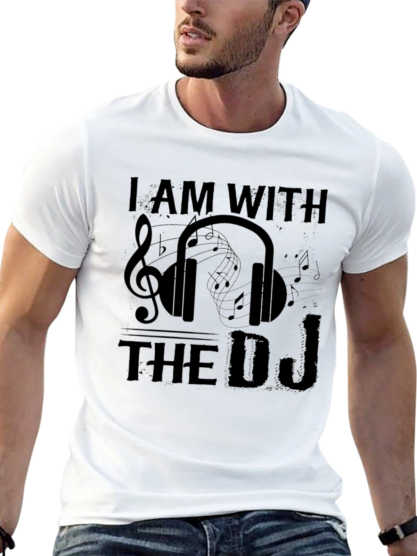 I AM WITH THE DJ Graphic Black T-Shirt
