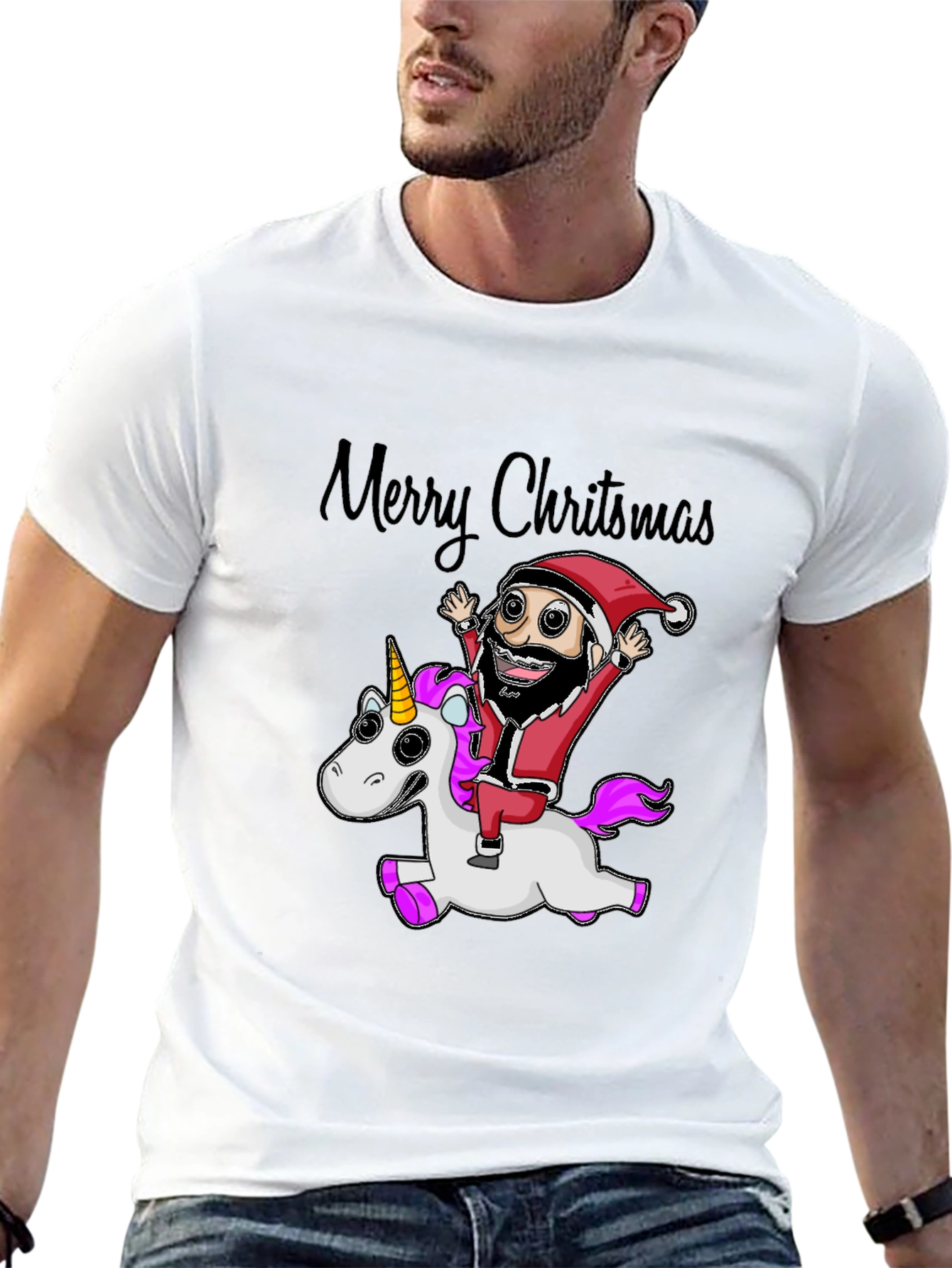 Merry Christmas Santa Riding Unicorn T-Shirt