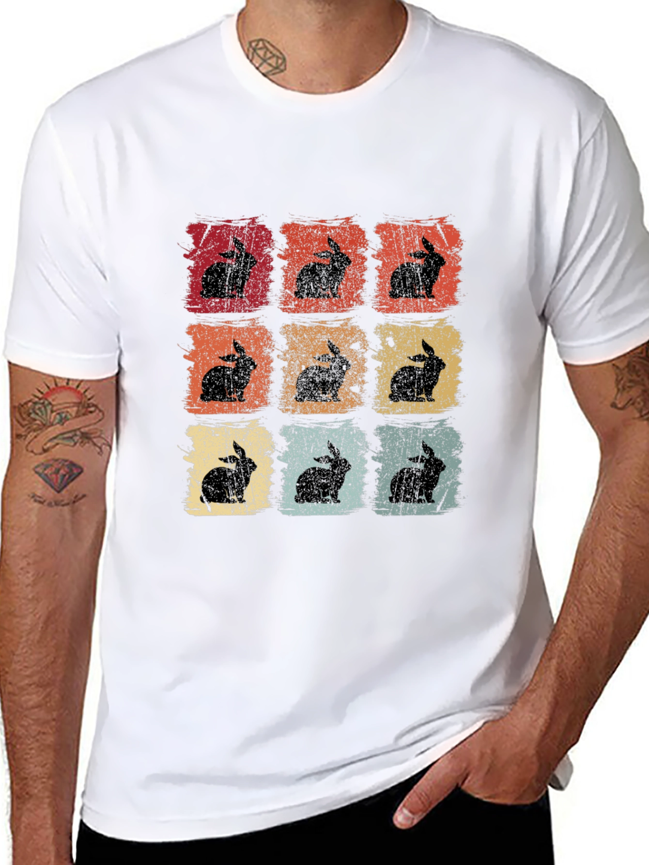 Retro Rabbit Print T-Shirt