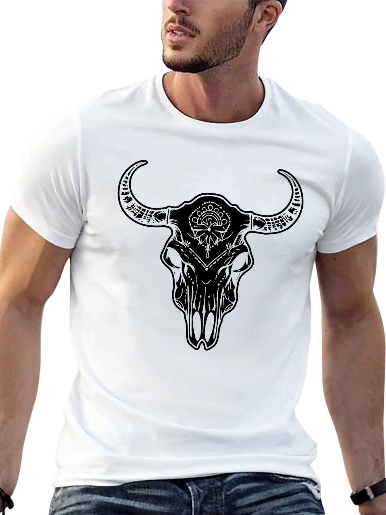 Black Bull Skull Graphic Tee