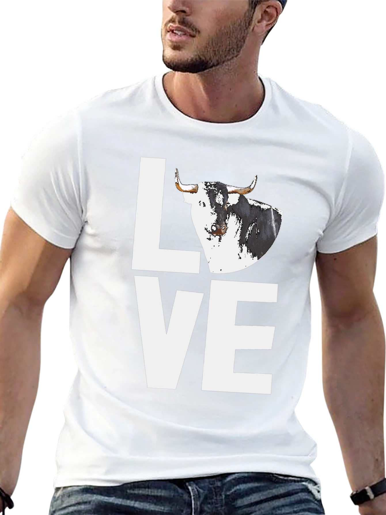 Bull Love Graphic Tee - Black Cotton Blend Shirt