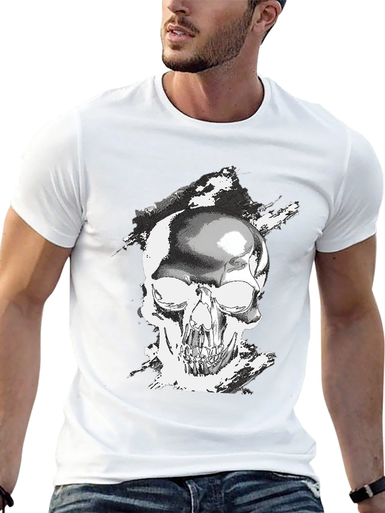 Skull Graphic Tee - Black Casual T-Shirt