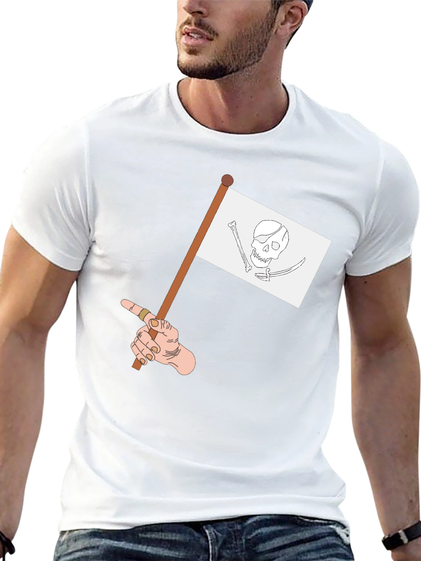 Pirate Flag Graphic Tee - Casual Black T-Shirt