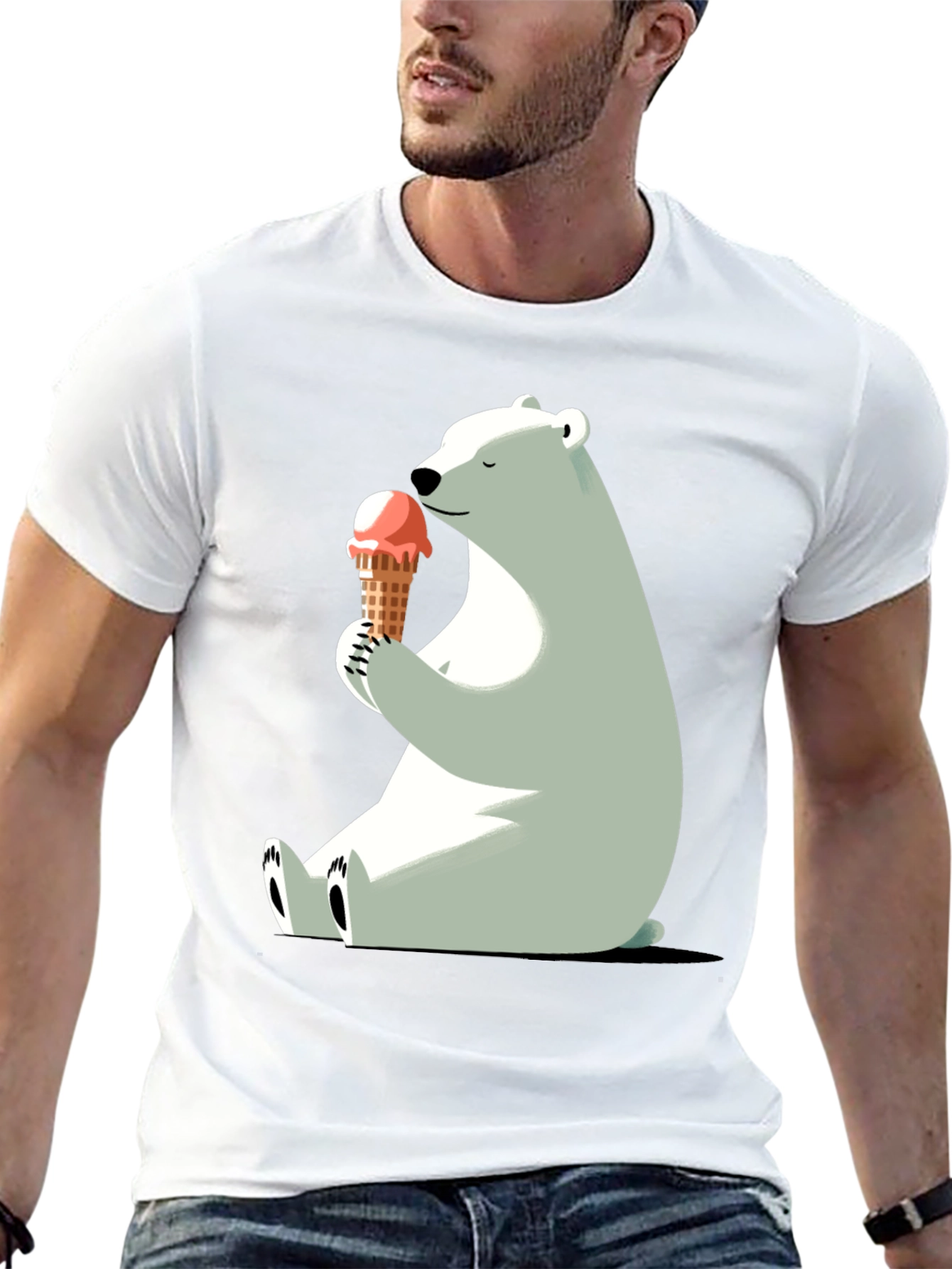 Polar Bear Ice Cream Graphic T-Shirt