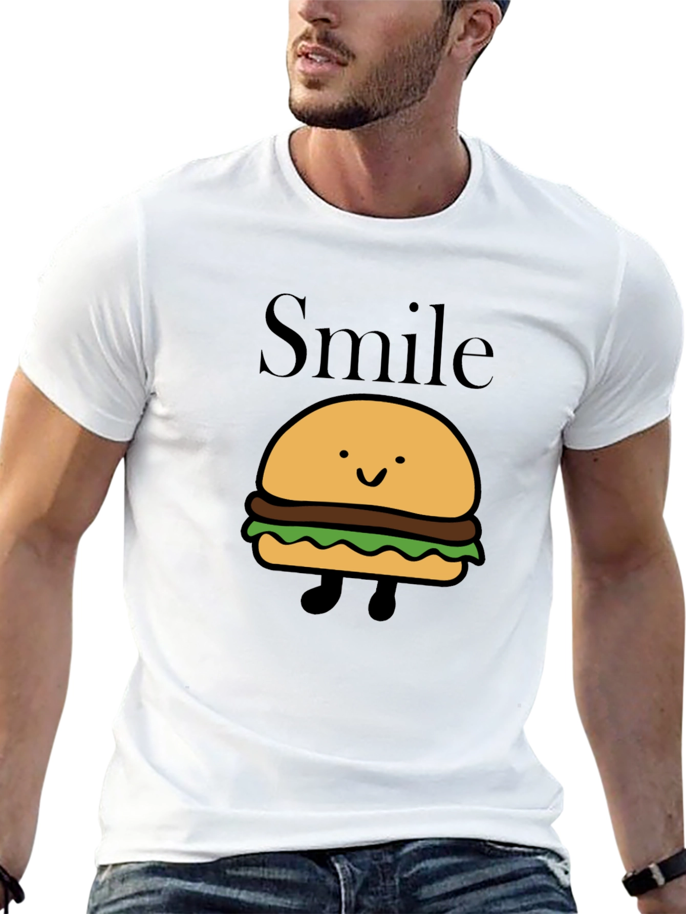 Smile Burger Graphic Black T-Shirt