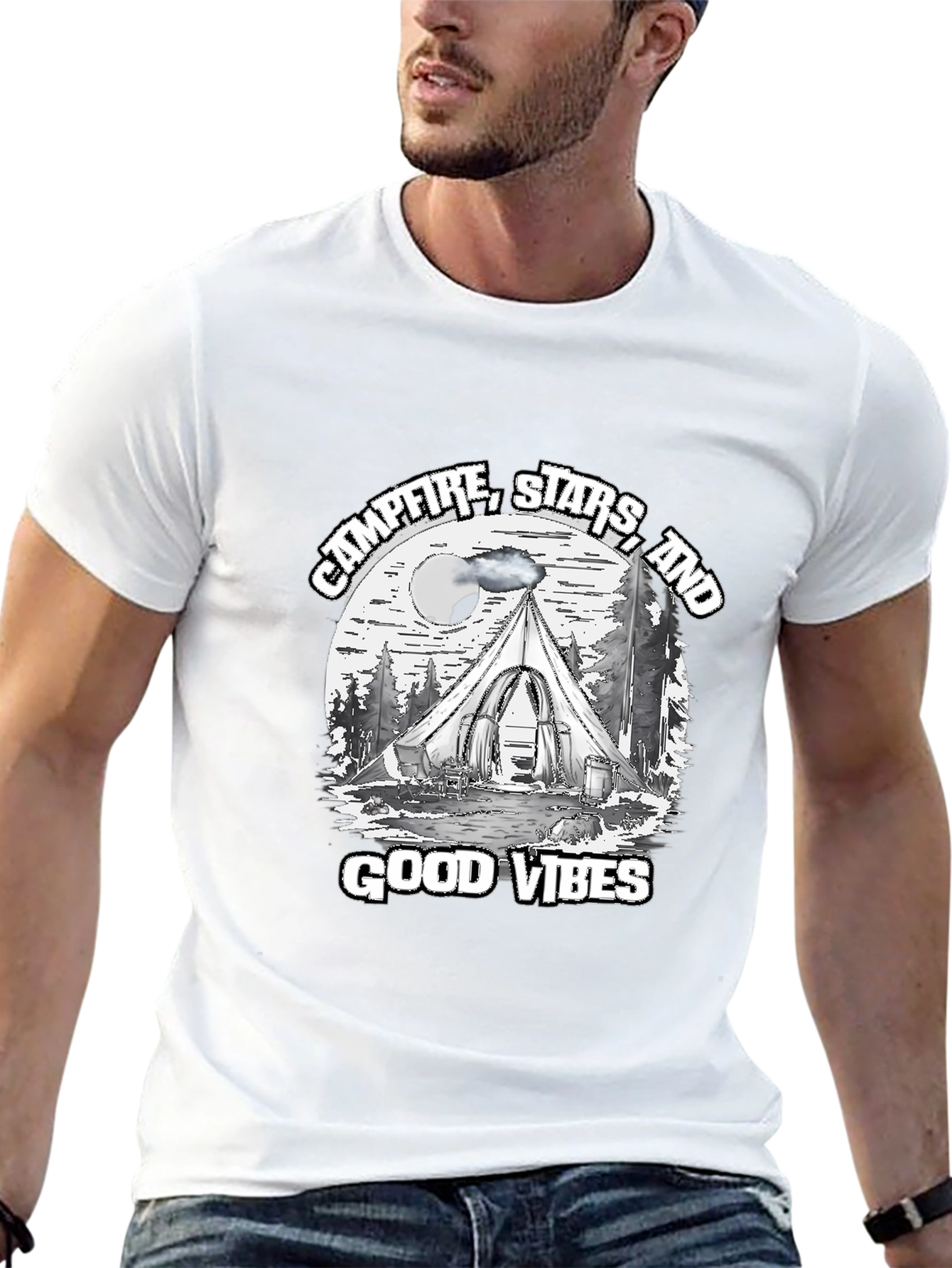 Campfire Stars Good Vibes Black T-Shirt