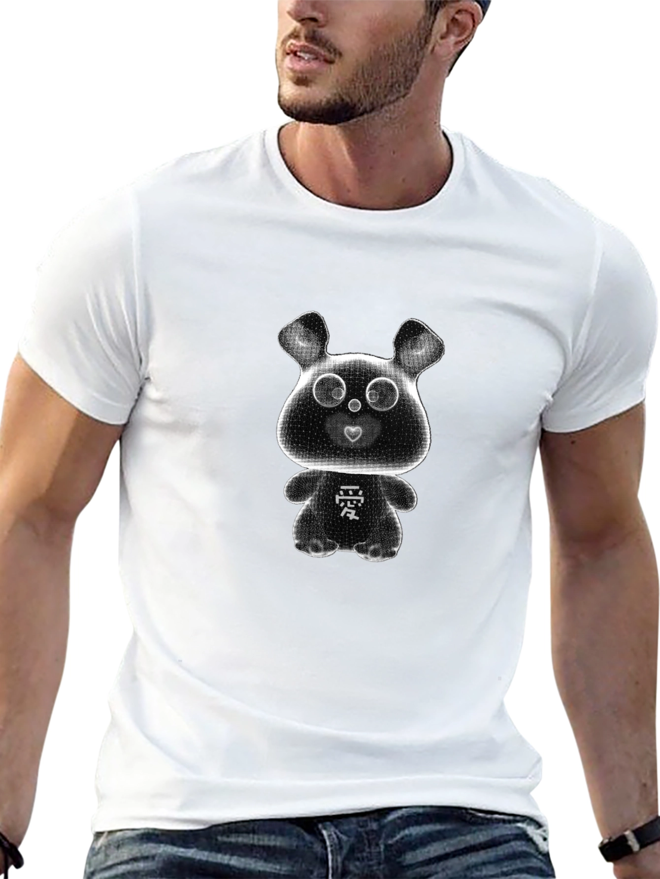 Cute Cartoon Bear T-Shirt - Black