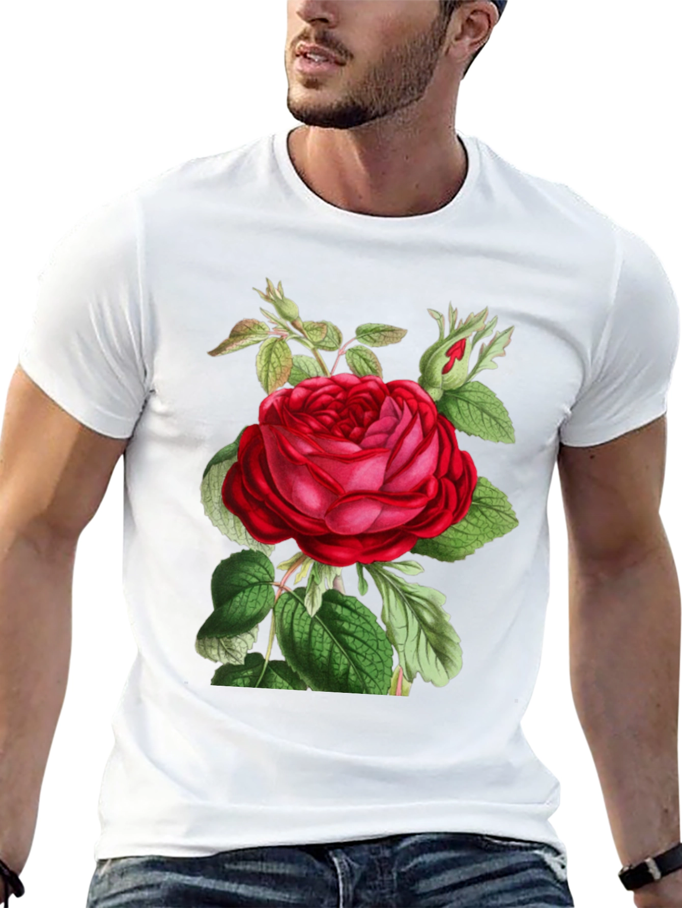 Elegant Rose Graphic Black T-Shirt