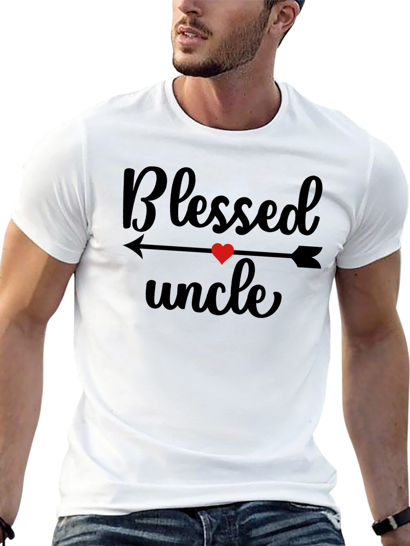Blessed Uncle T-Shirt Heart Arrow Design
