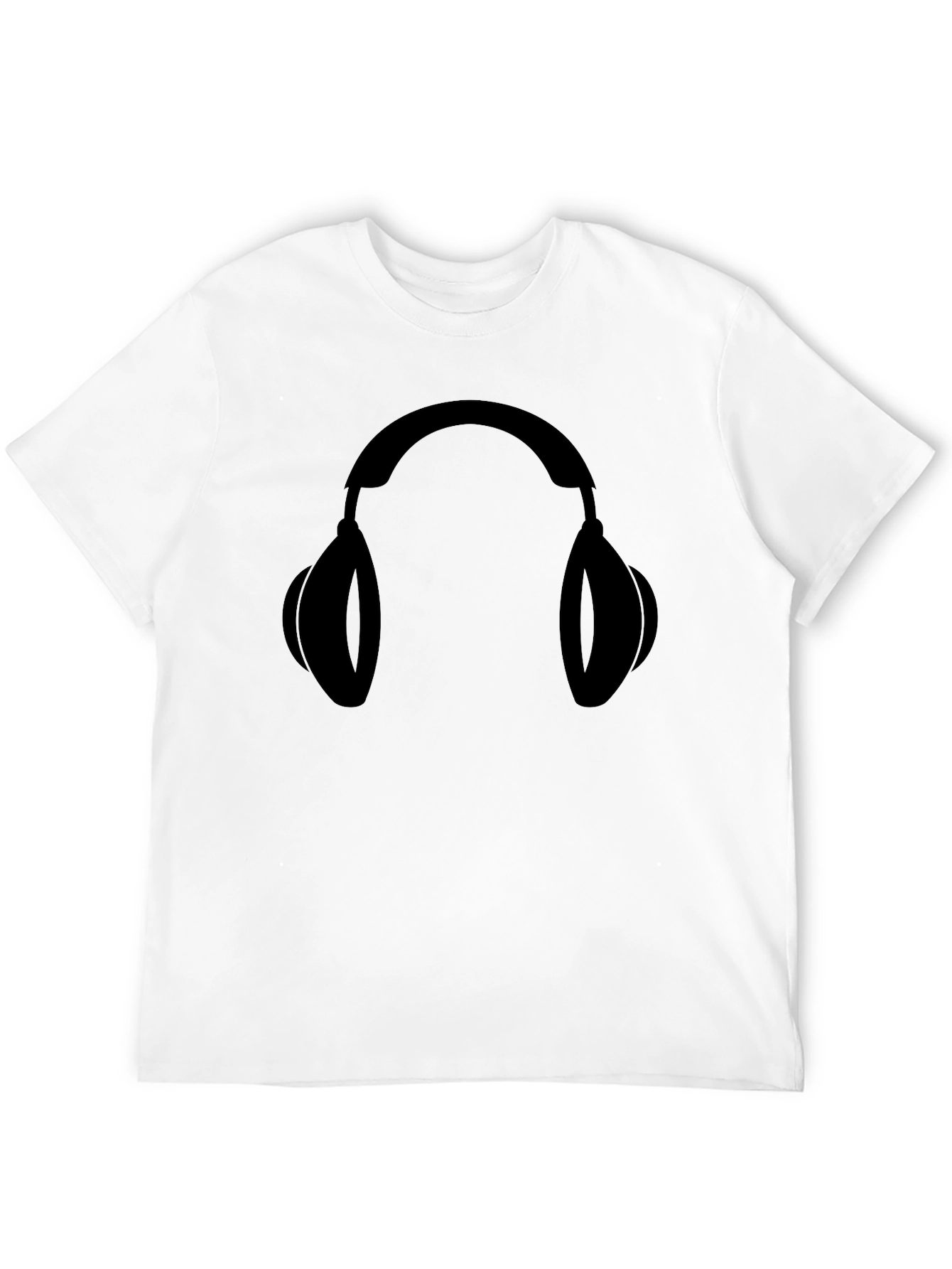 Black Graphic Tee: Headphones Design