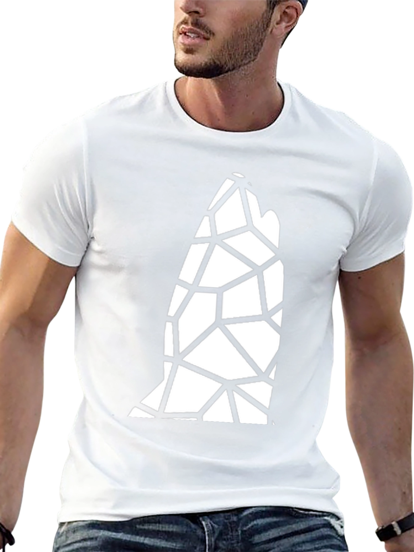 Geometric Wolf Head Graphic Black Tee