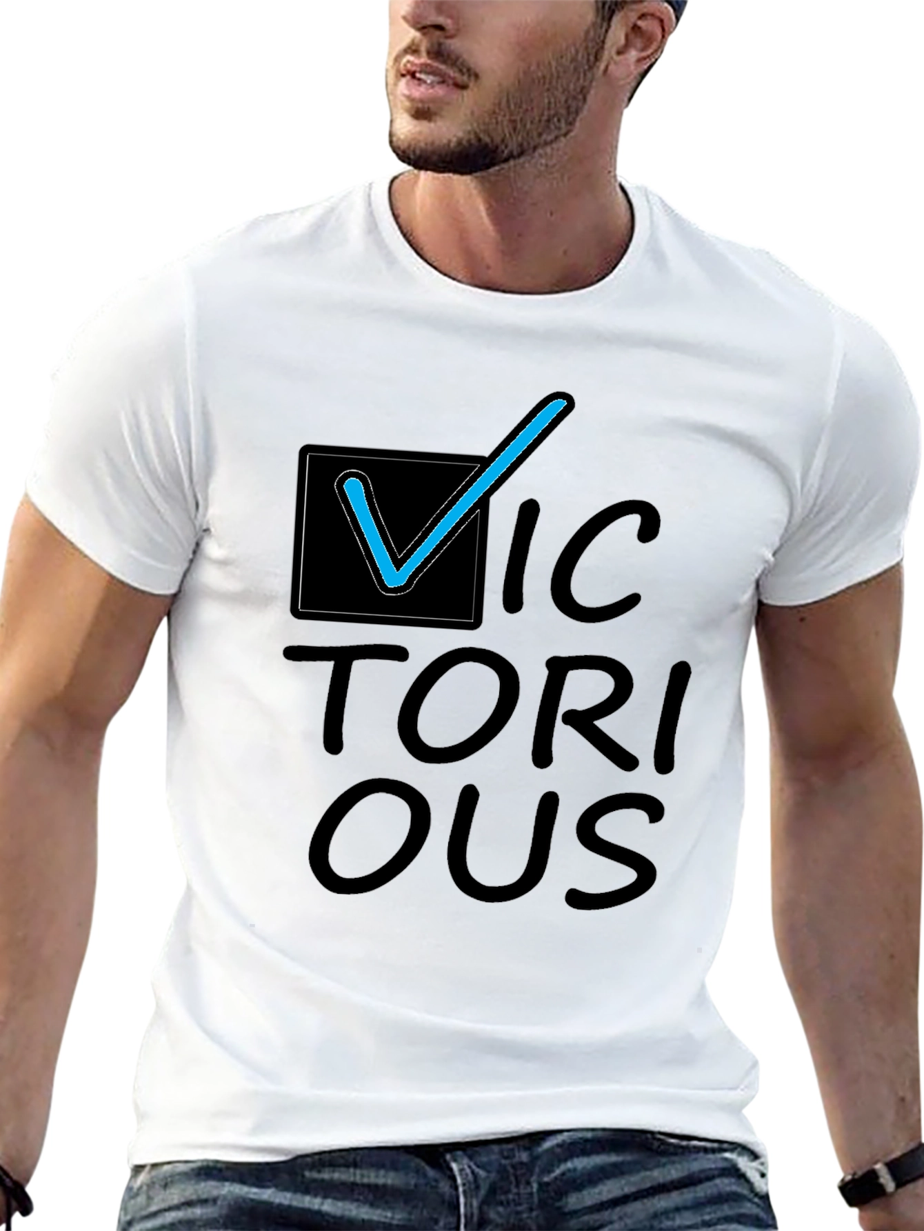 Victorious Graphic Tee - Black Cotton Casual T-Shirt