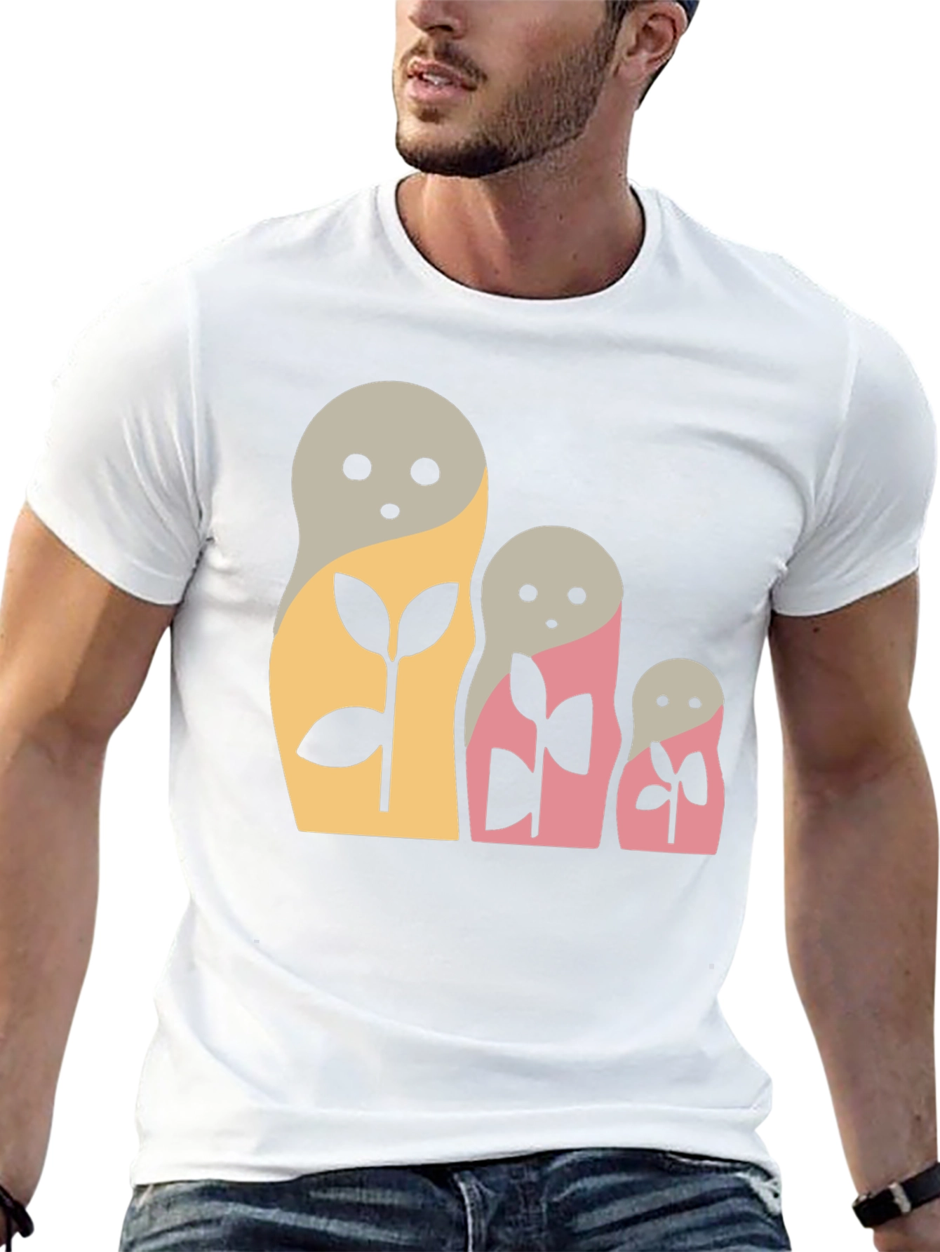 Matryoshka Doll Graphic Tee - Black Cotton Blend