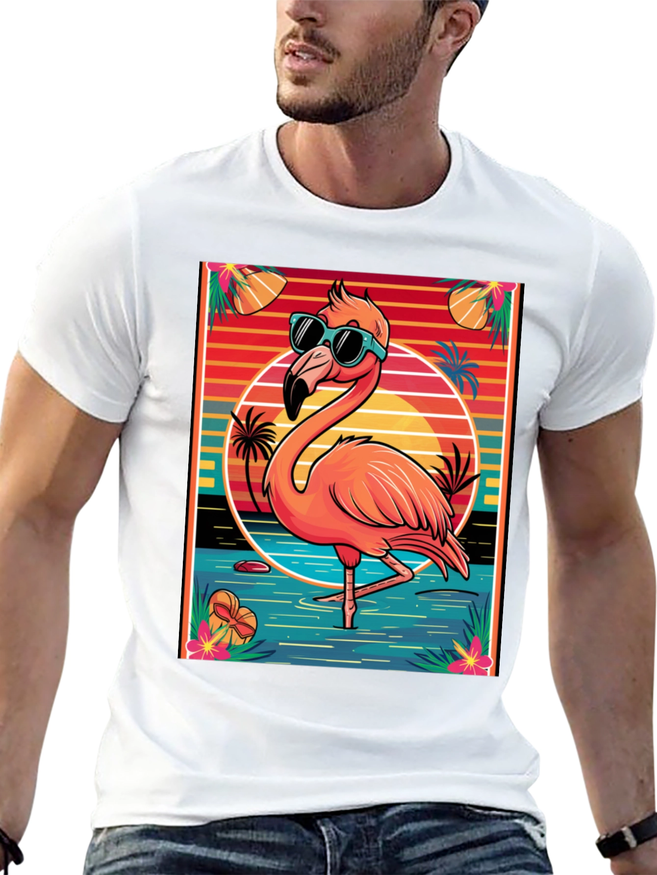 Tropical Flamingo Graphic T-Shirt