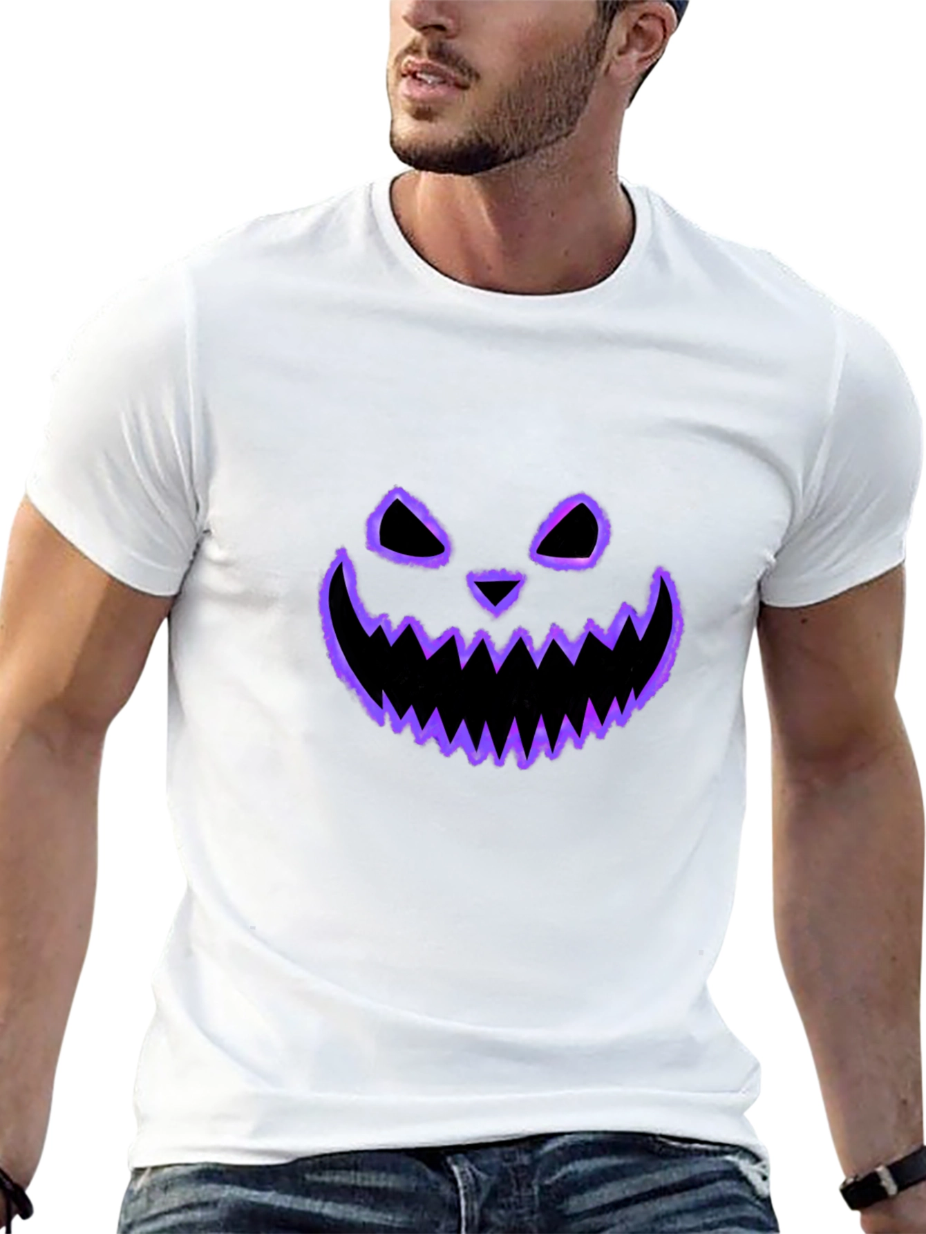 Spooky Face Tee - Halloween Style Black T-Shirt