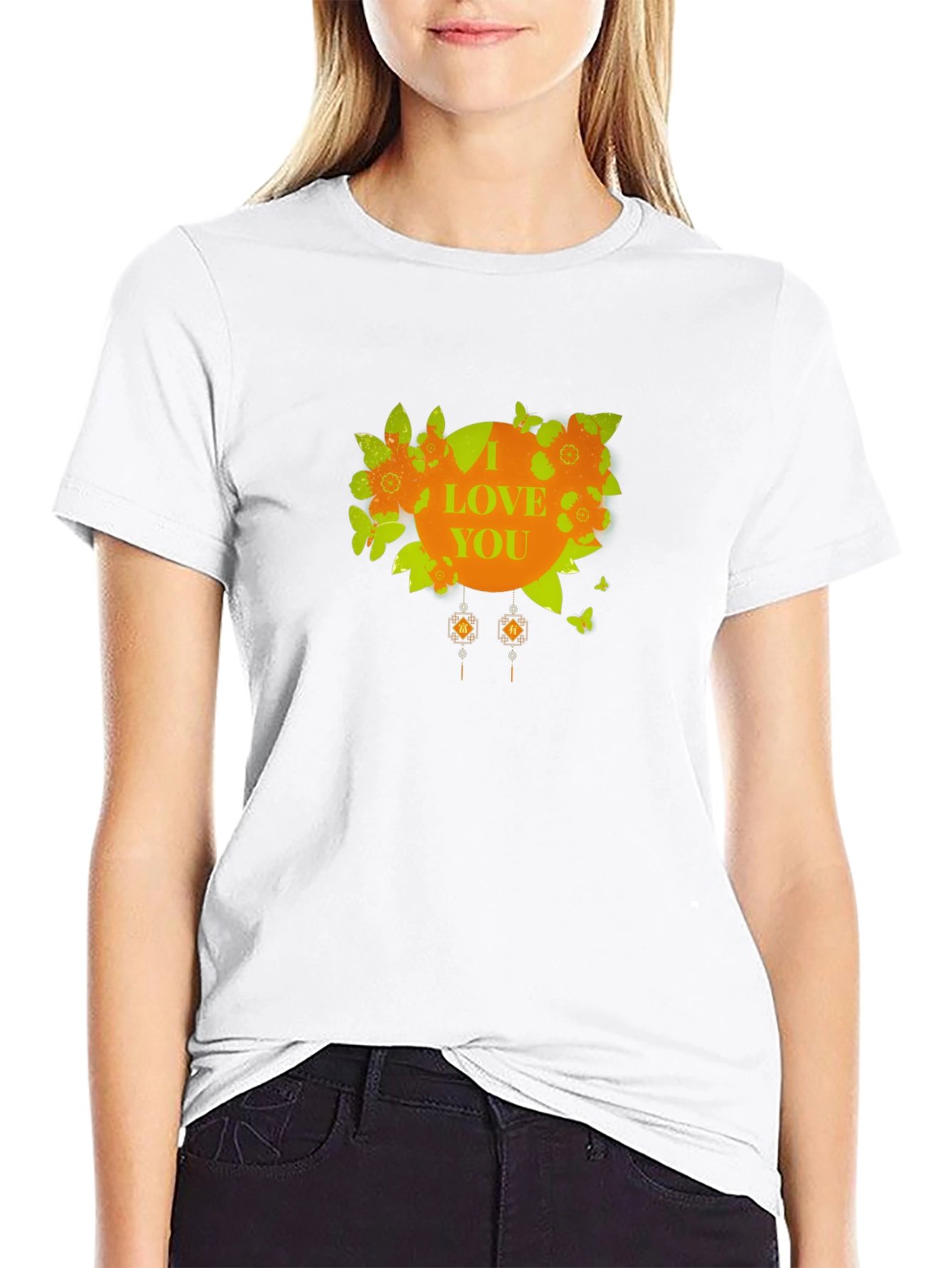 I Love You Floral Graphic Black T-Shirt