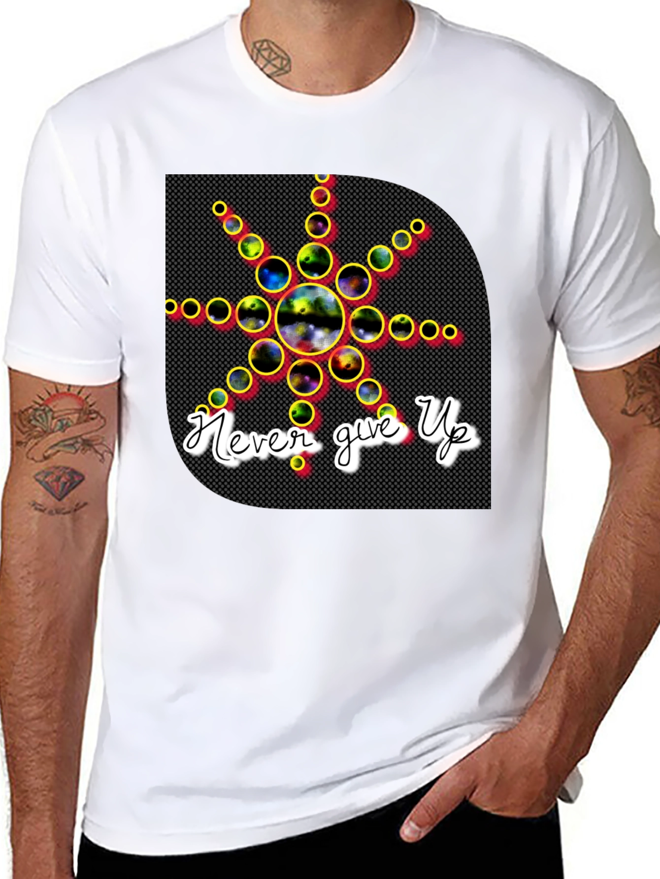 Never Give Up Graphic Tee - Stylish Black T-Shirt