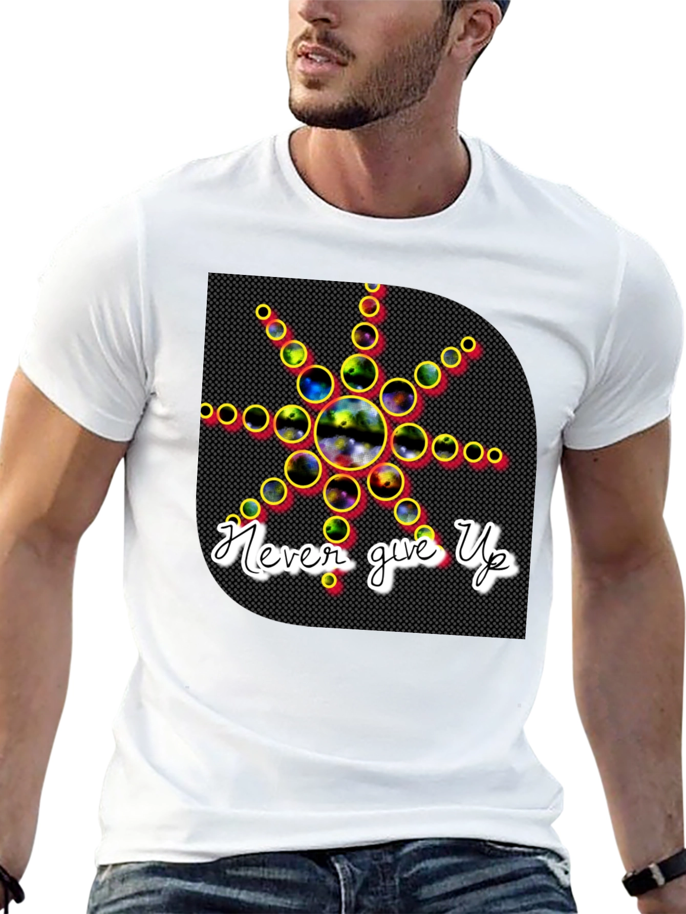 Never Give Up Graphic Tee - Stylish Black T-Shirt