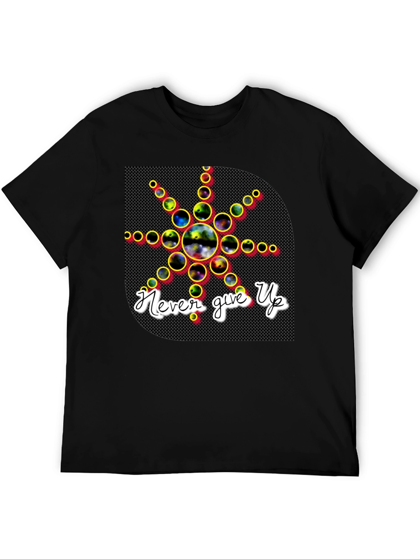 Never Give Up Graphic Tee - Stylish Black T-Shirt
