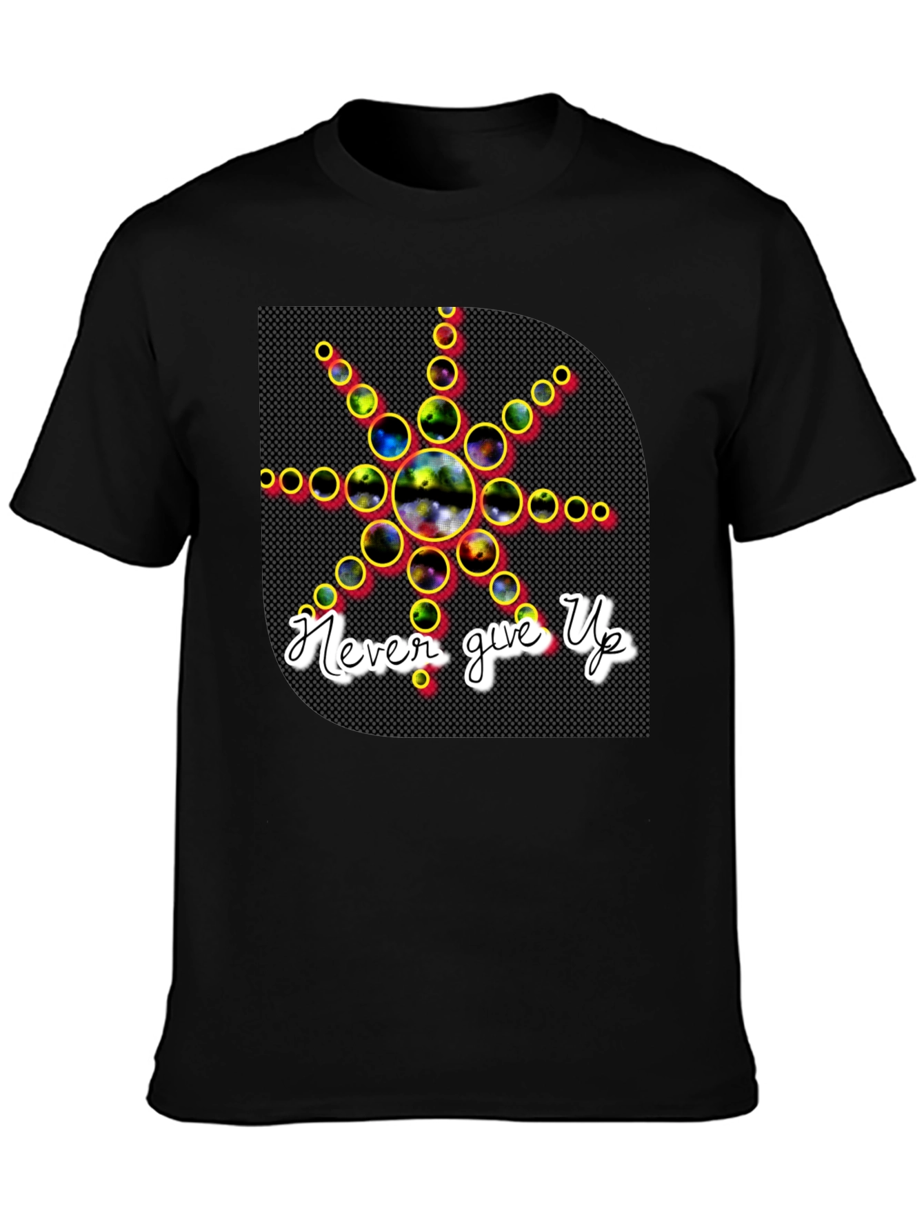 Never Give Up Graphic Tee - Stylish Black T-Shirt