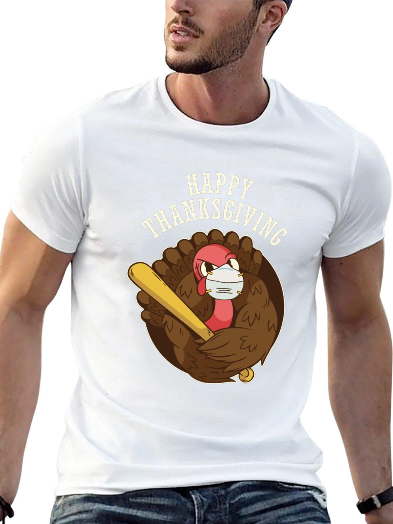 Happy Thanksgiving Turkey Mask T-Shirt