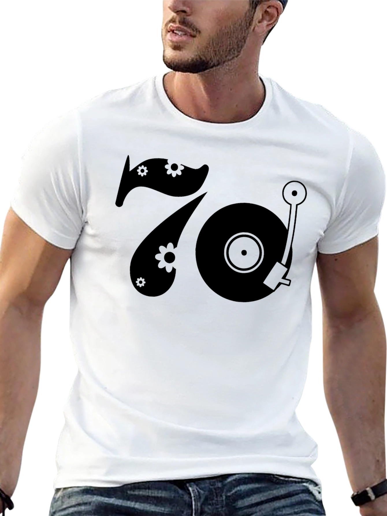 Retro 70s Style Turntable Graphic T-Shirt