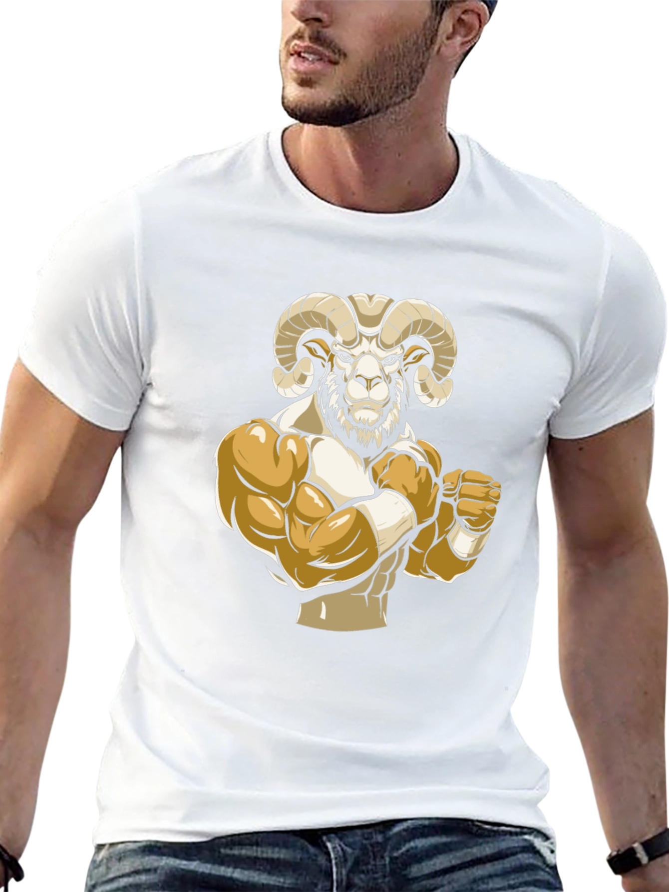 Black T-Shirt with Ram Mascot Graphic