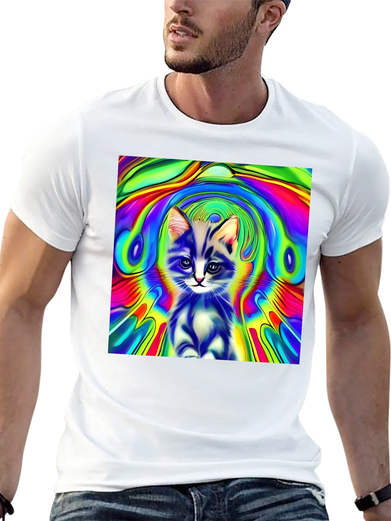 Psychedelic Kitten Graphic Tee