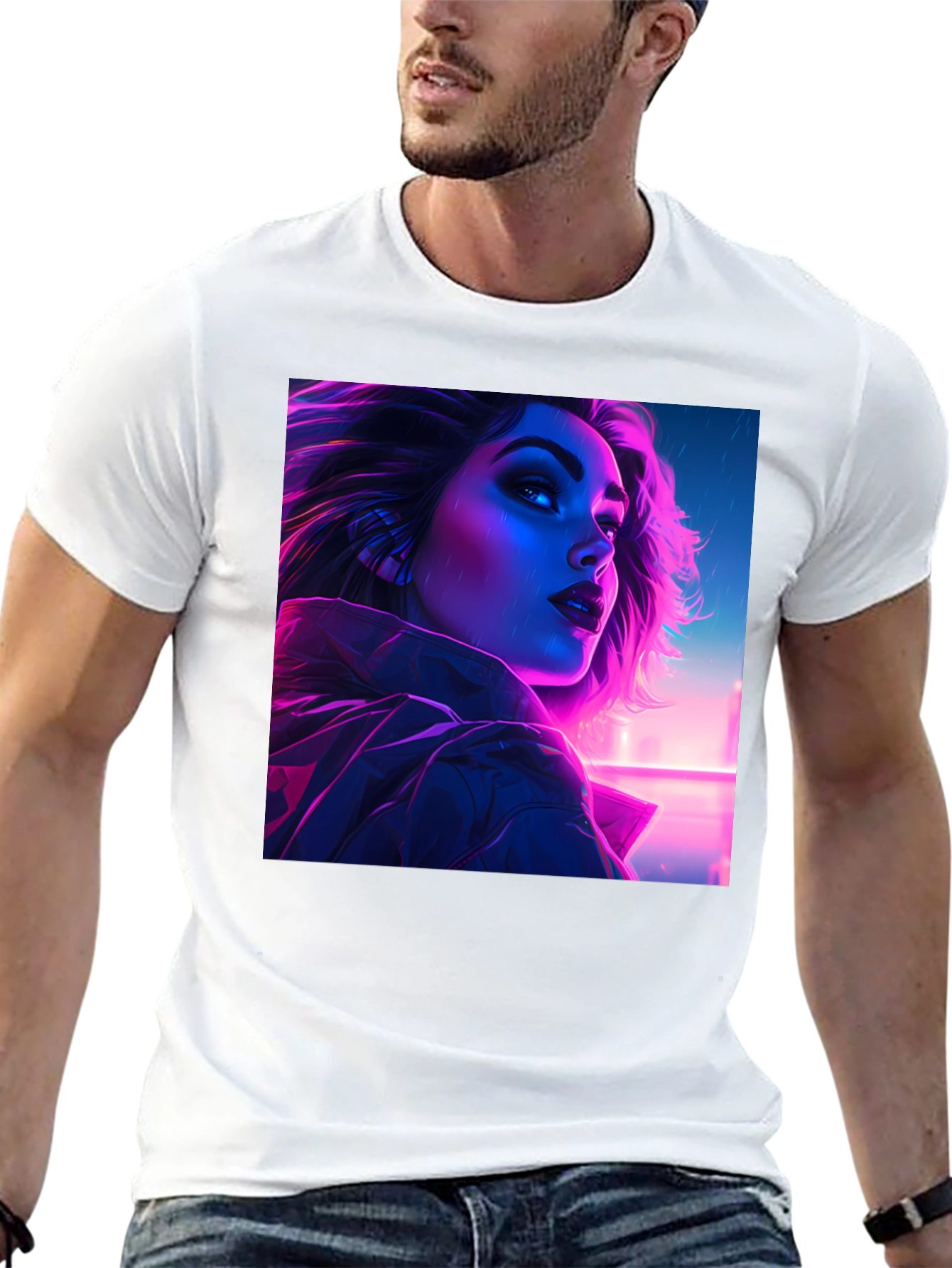Cyberpunk Woman Portrait Graphic Tee