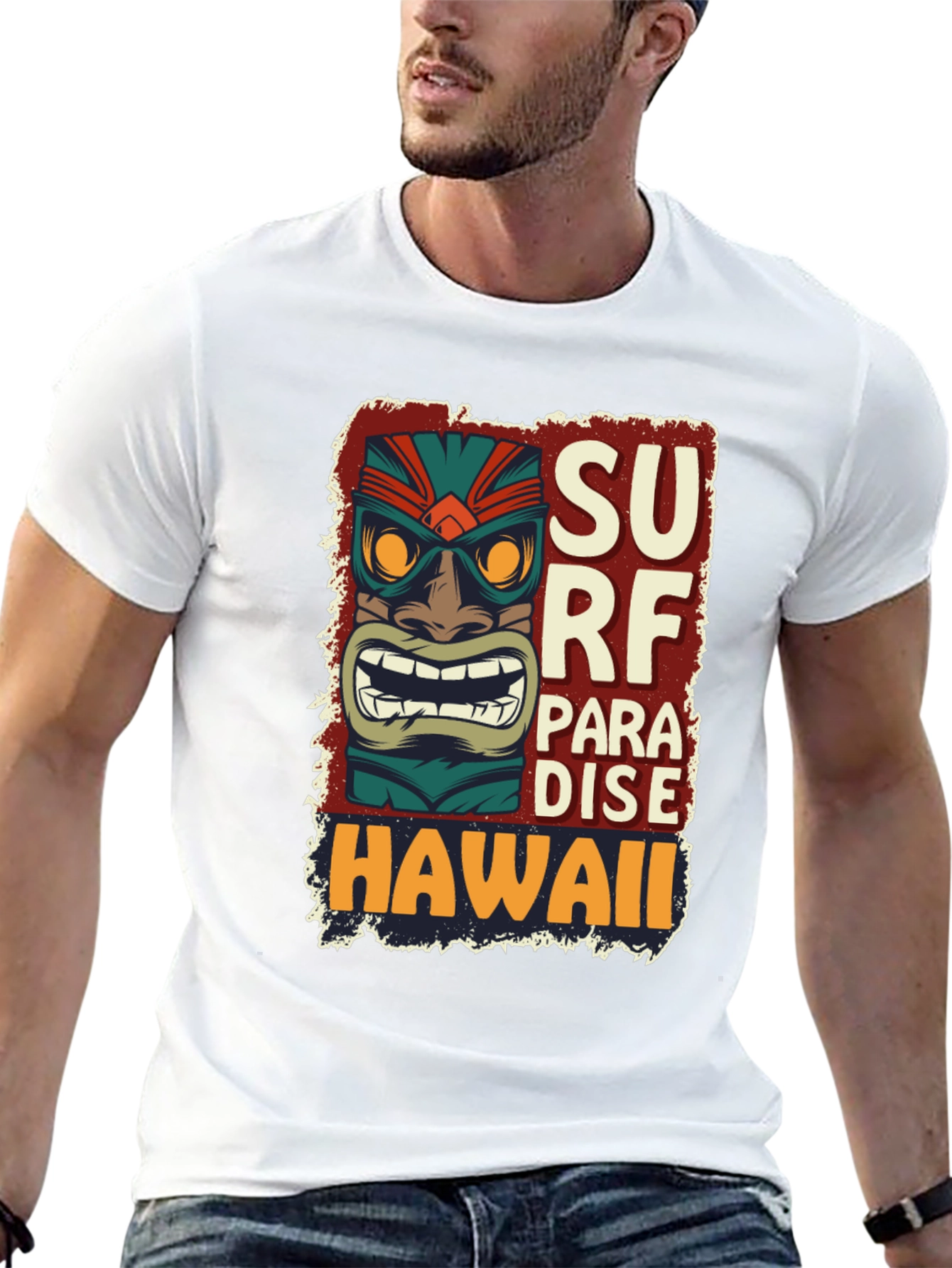 Surf Paradise Hawaii Tee - Unique Tiki Design