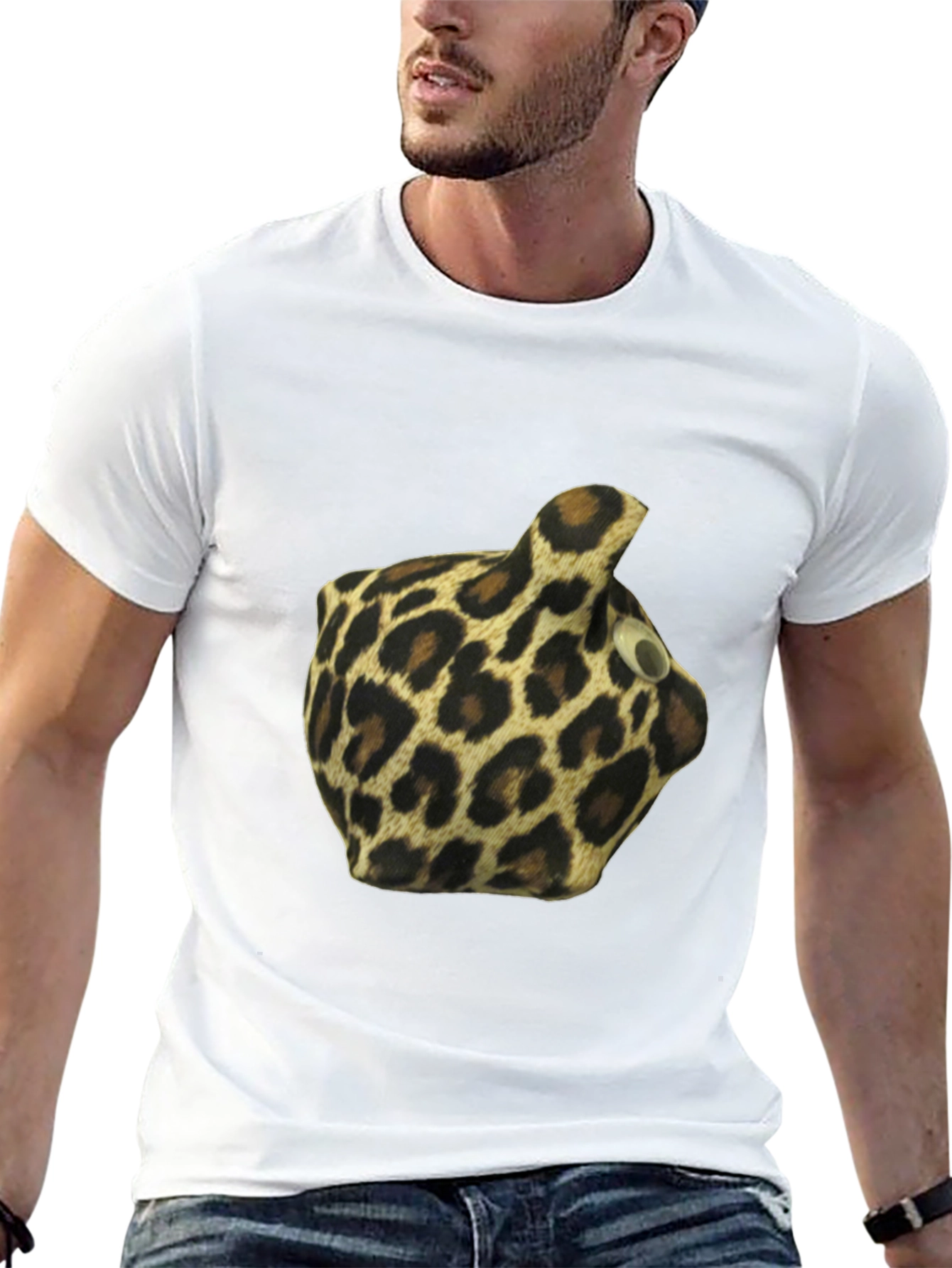 Leopard Print Novelty T-Shirt - Mens Black Tee