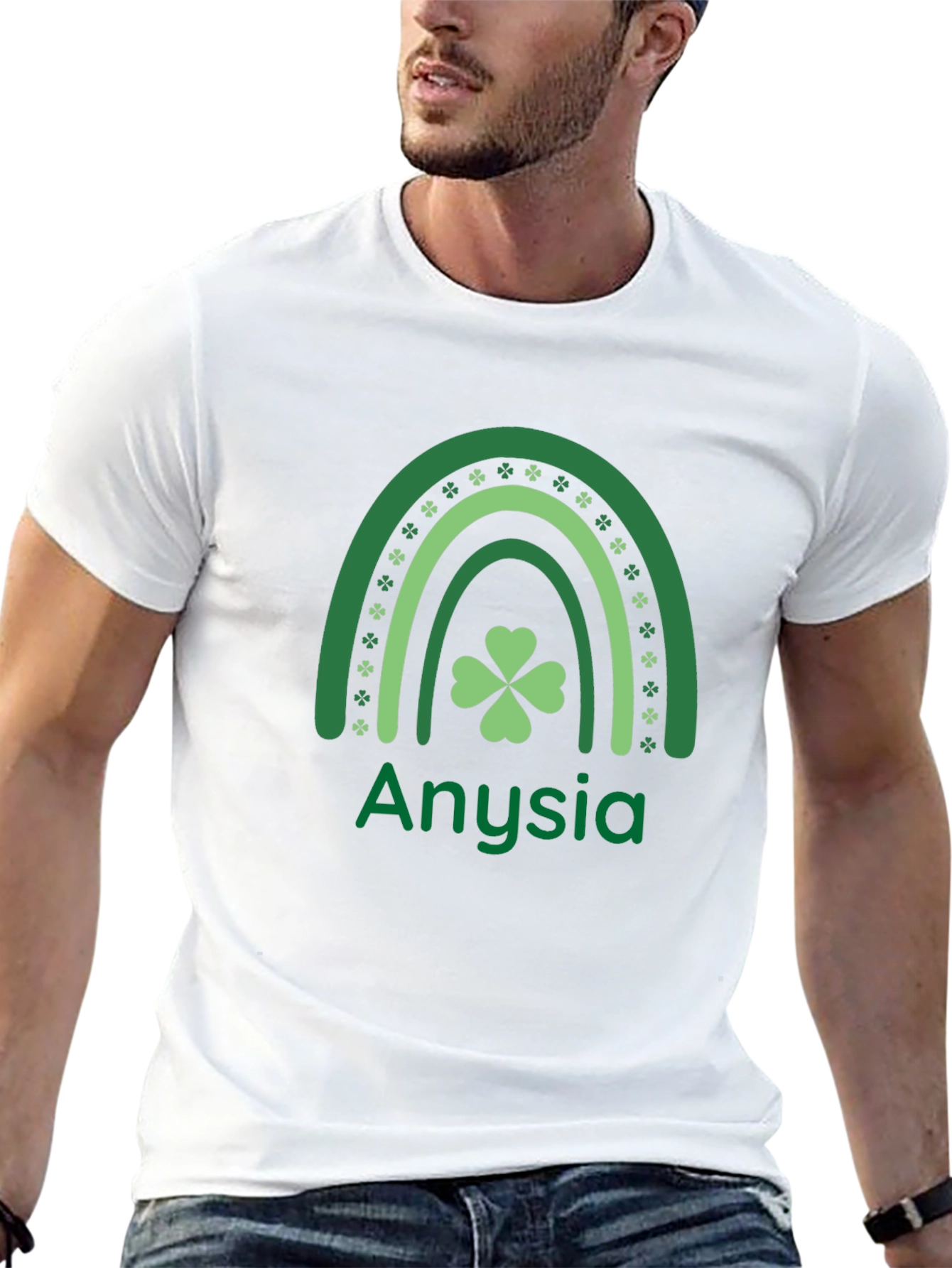Anysia St. Patricks Day Shamrock Rainbow T-Shirt