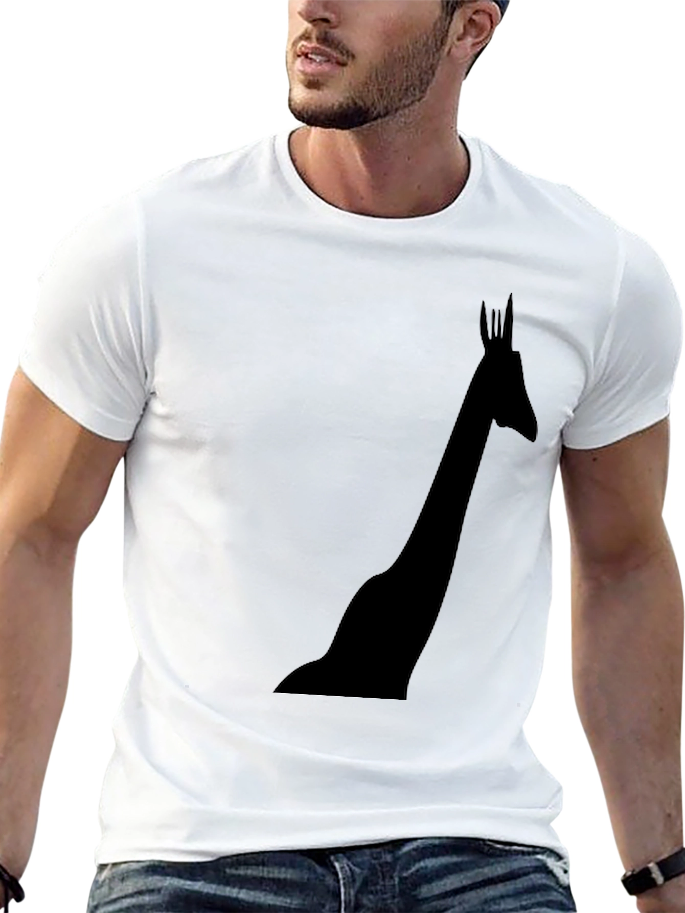 Giraffe Silhouette Black T-Shirt