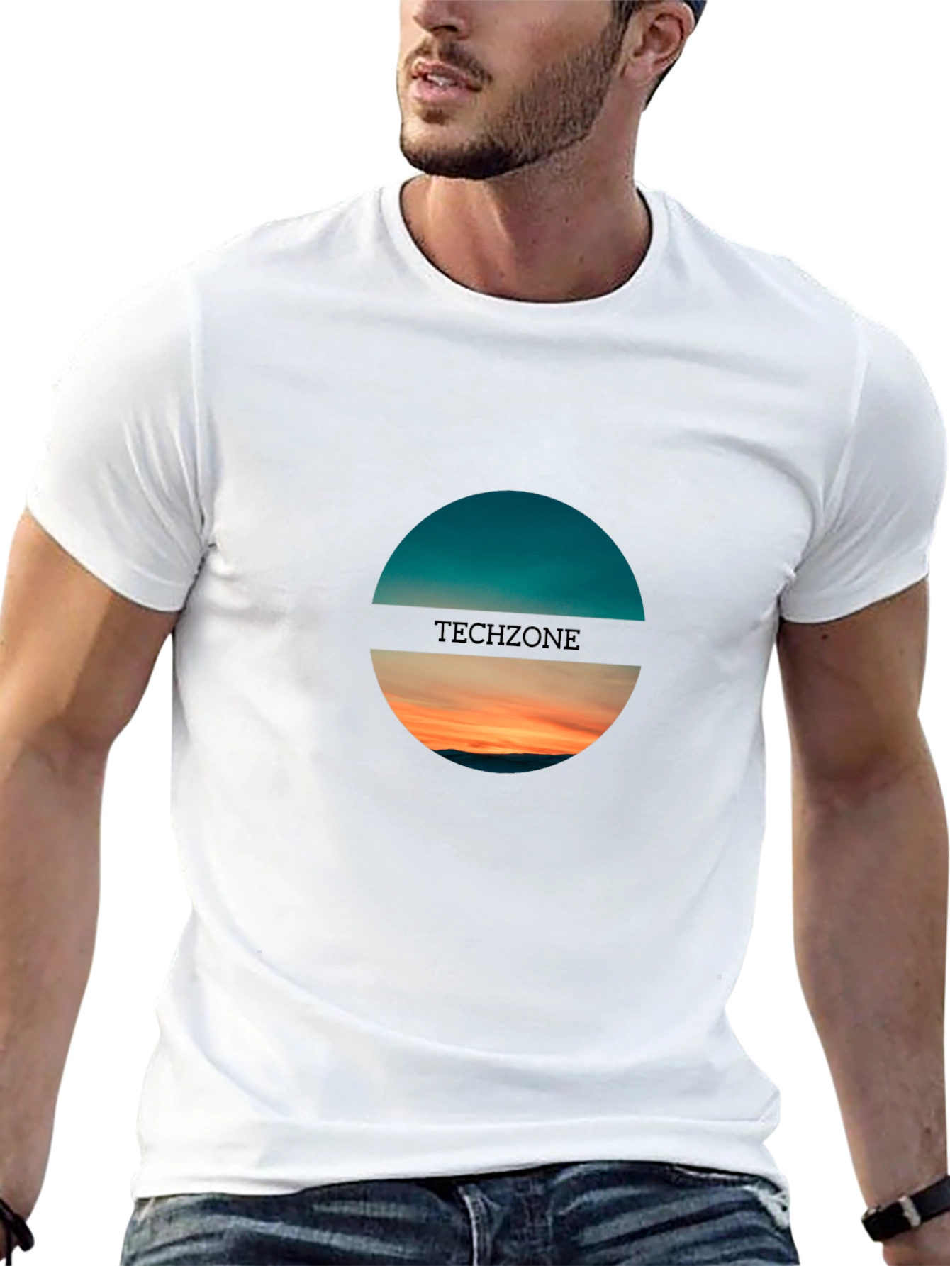 Techzone Black Graphic T-Shirt: Horizon Design