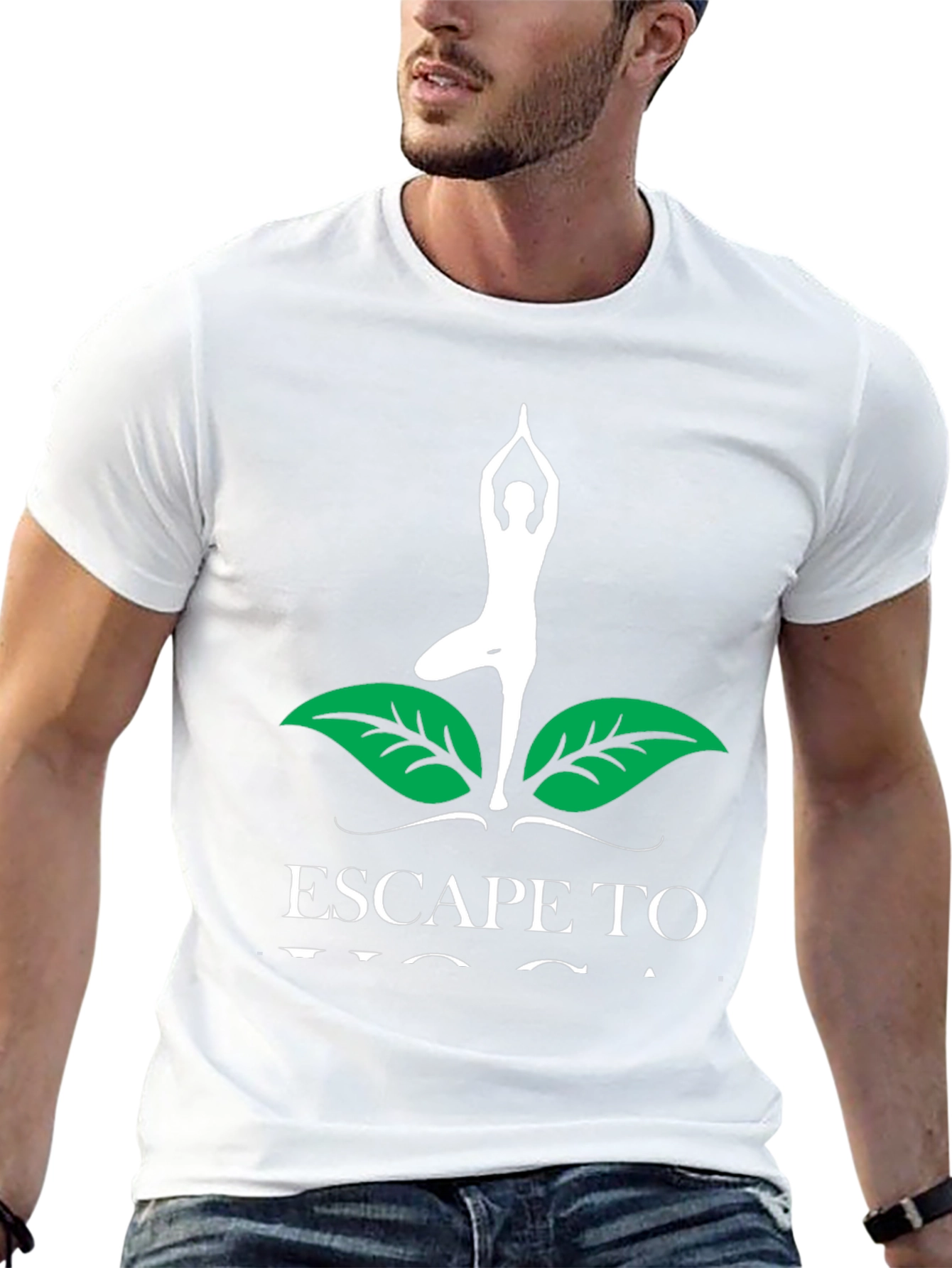 Escape To Yoga Mens Black T-Shirt