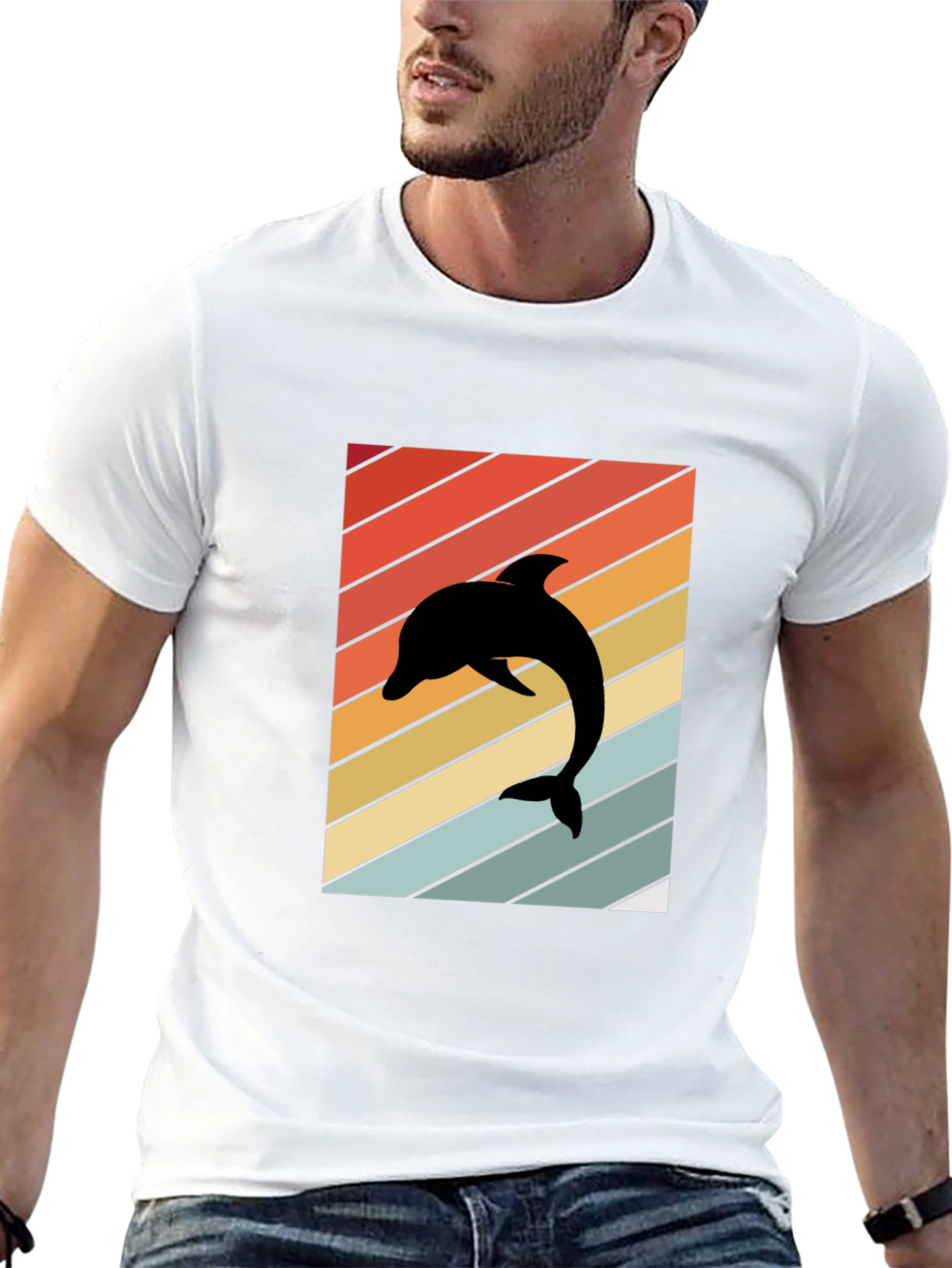 Retro Dolphin Black T-Shirt